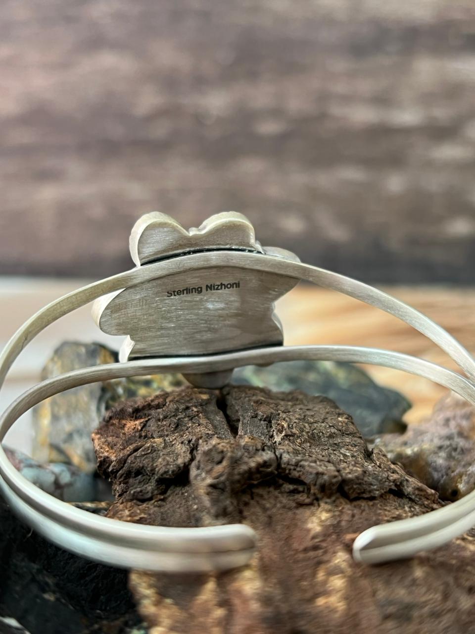 Handmade Sterling Silver Golden Hills Turquoise Bracelet "Signed Nizhoni"