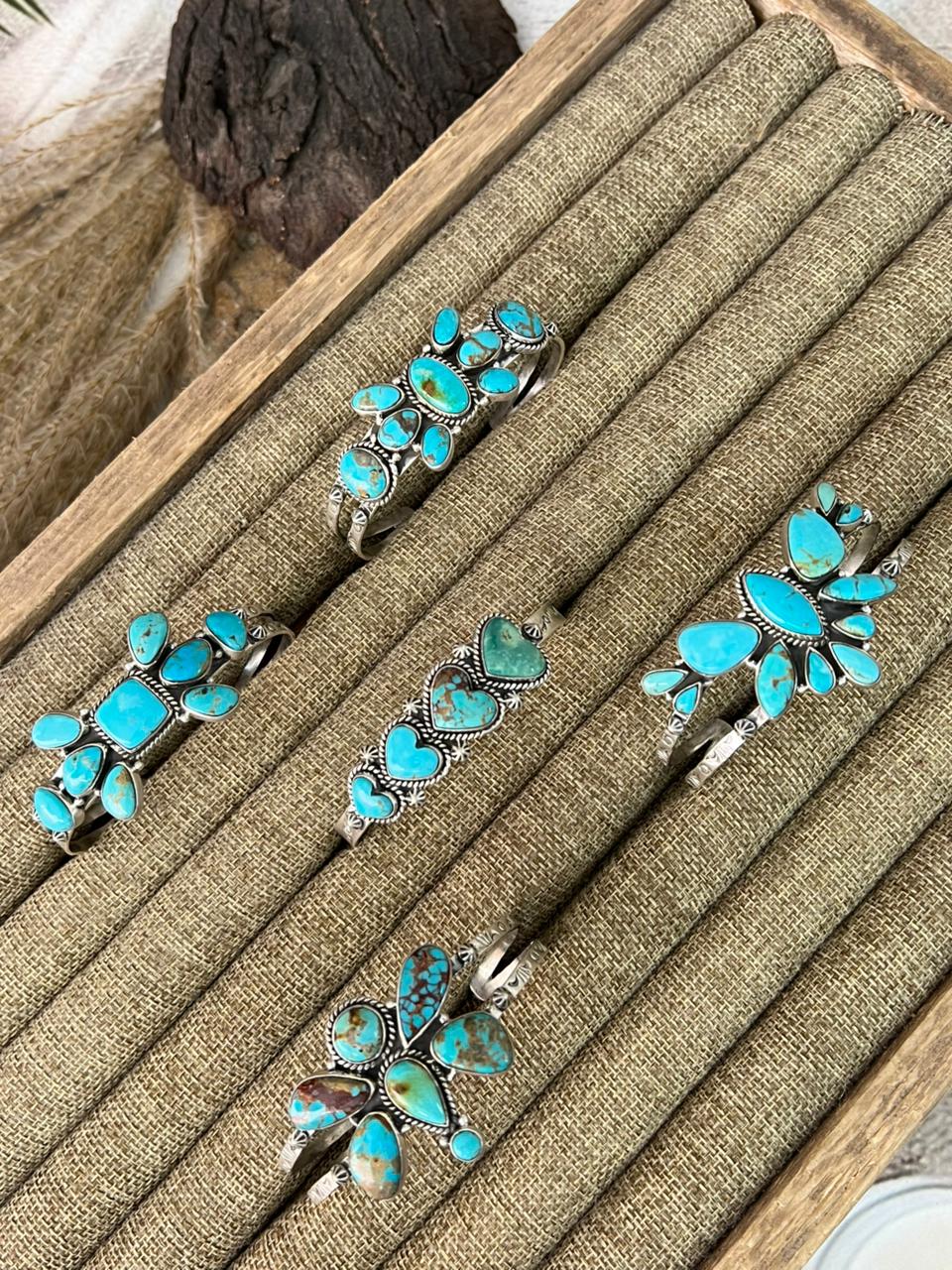Handmade Sterling Silver Santa Maria Turquoise Bracelet "Signed Nizhoni"
