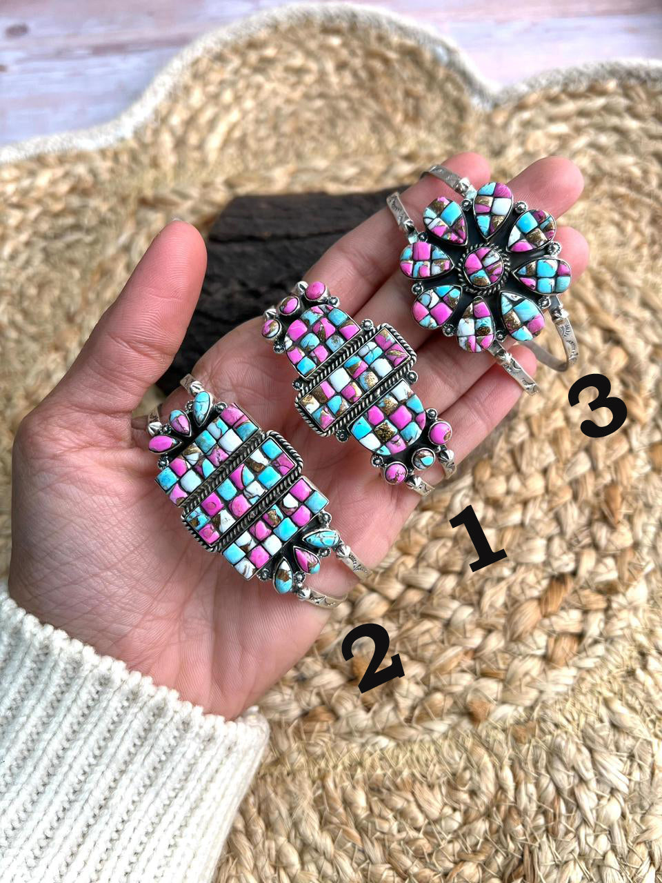 Handmade Sterling Silver Cotton Candy Cuff Bracelet "Signed Nizhoni"