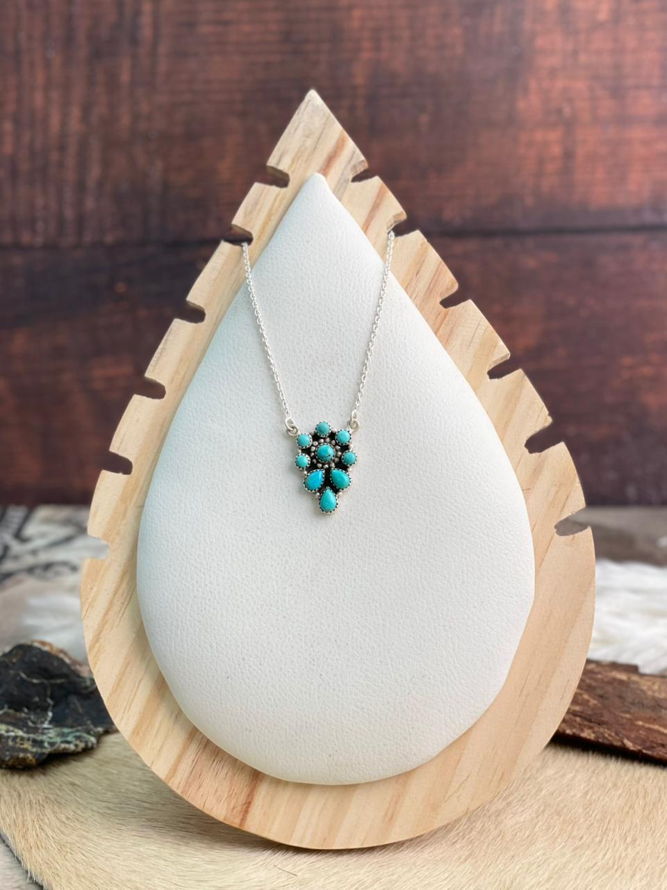 Handmade Sterling Silver Kingman Turquoise Necklace "Signed Nizhoni"