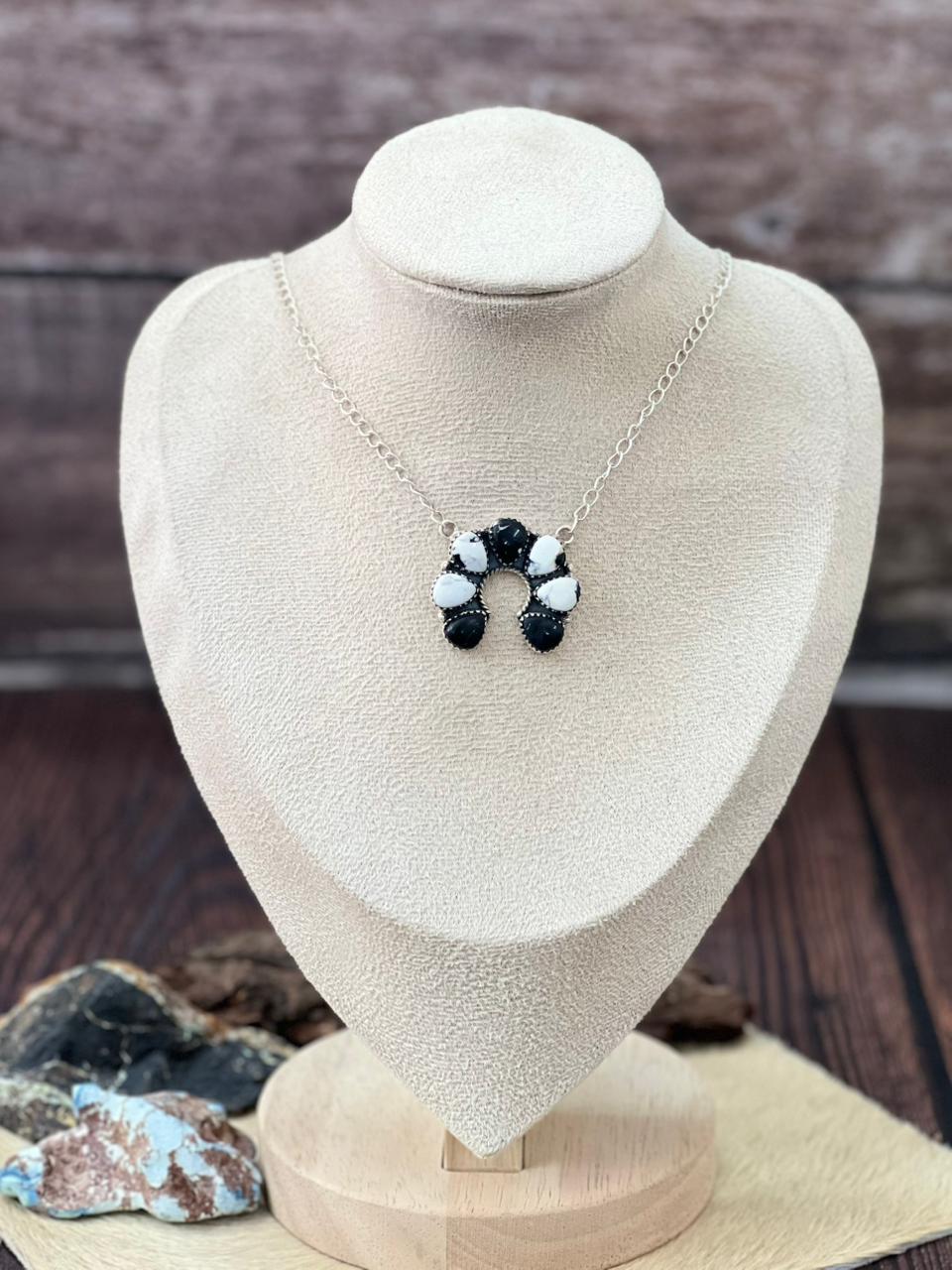 Handmade Sterling Silver White Buffalo Necklace "Signed Nizhoni"