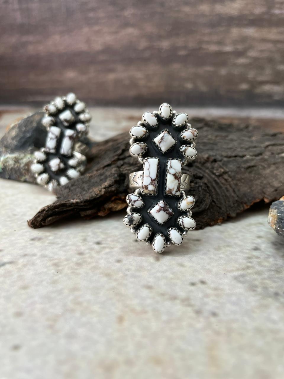 Handmade Sterling Silver Wildhorse Magnesite Adjustable Ring "Signed Nizhoni"