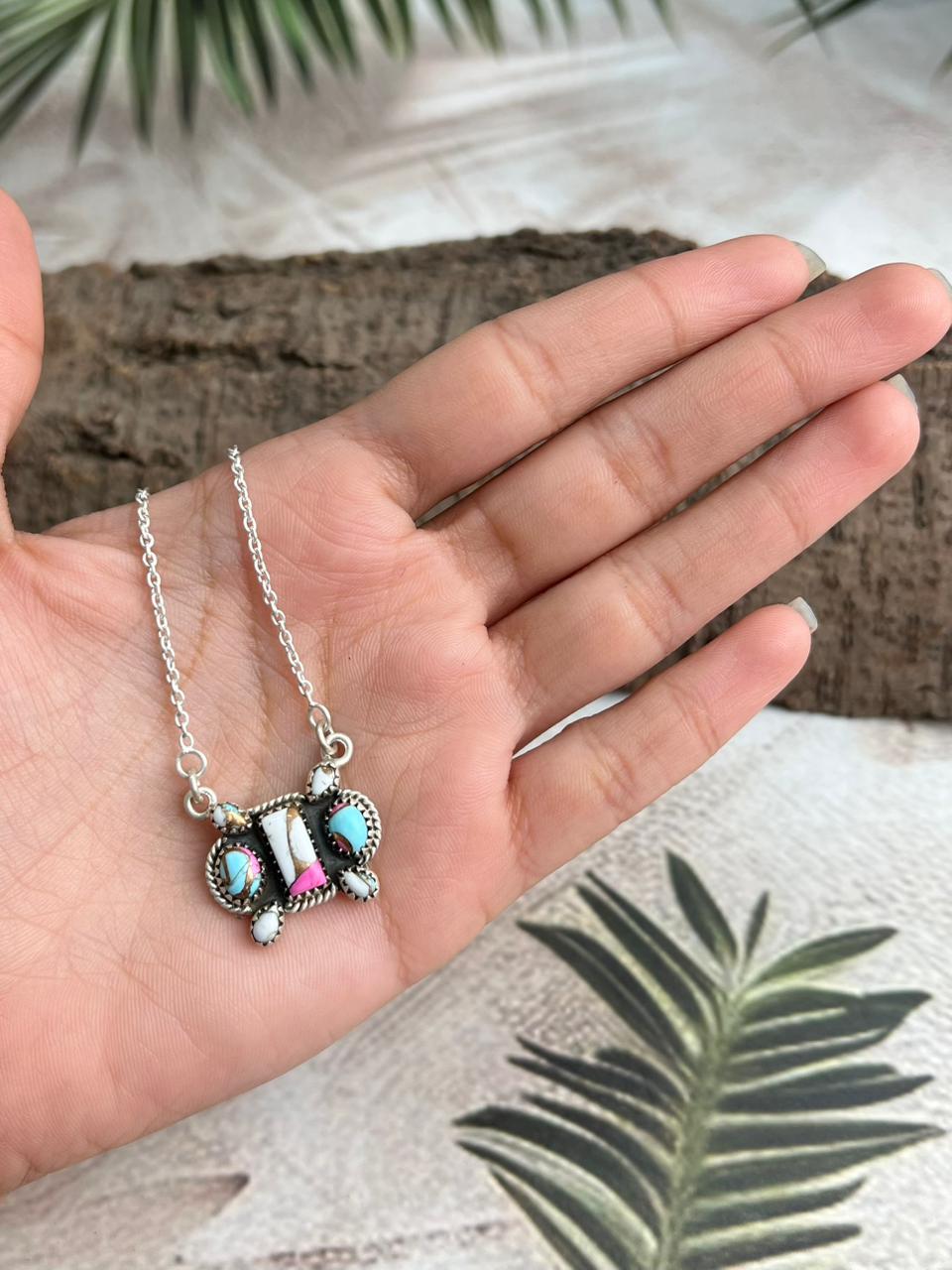 Handmade Sterling Silver Cotton Candy Necklace "Signed Nizhoni"