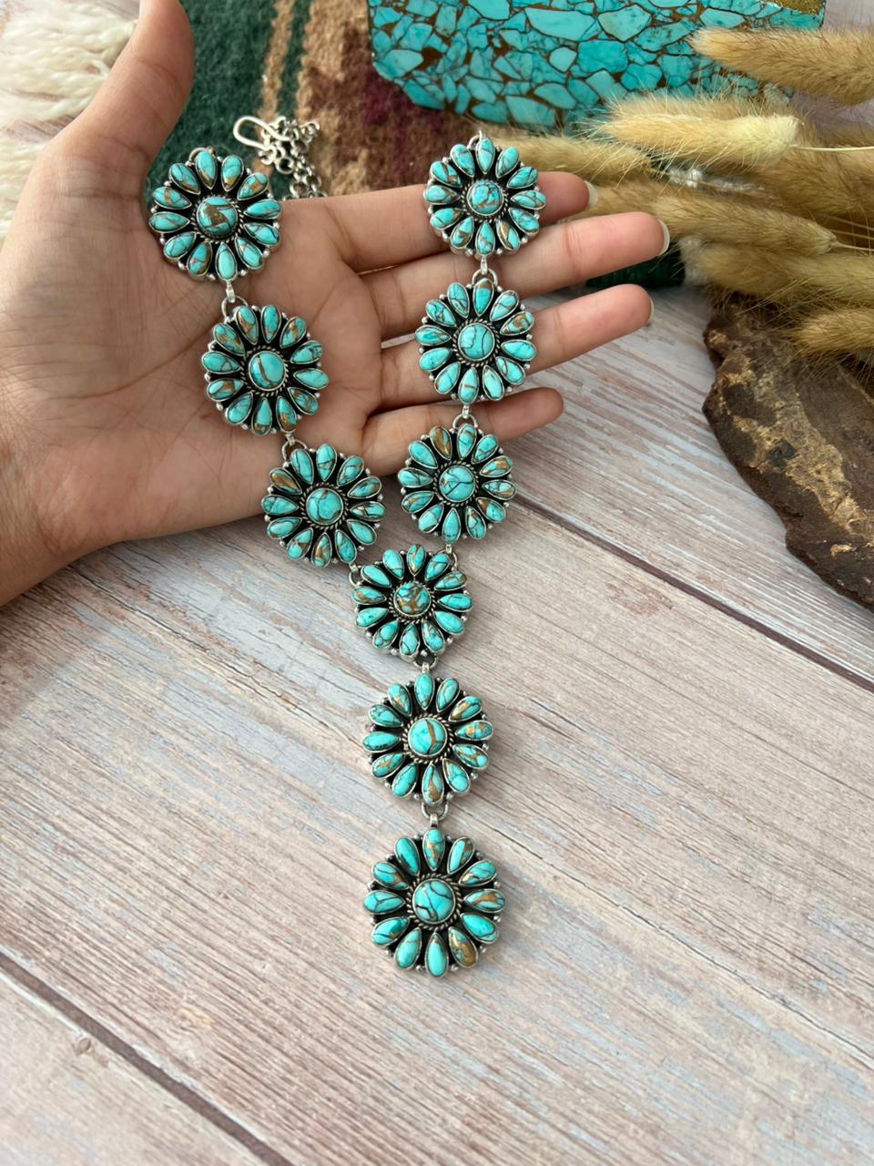 Handmade Sterling Silver Mint Dahlia Collection: Necklace "Signed Nizhoni"