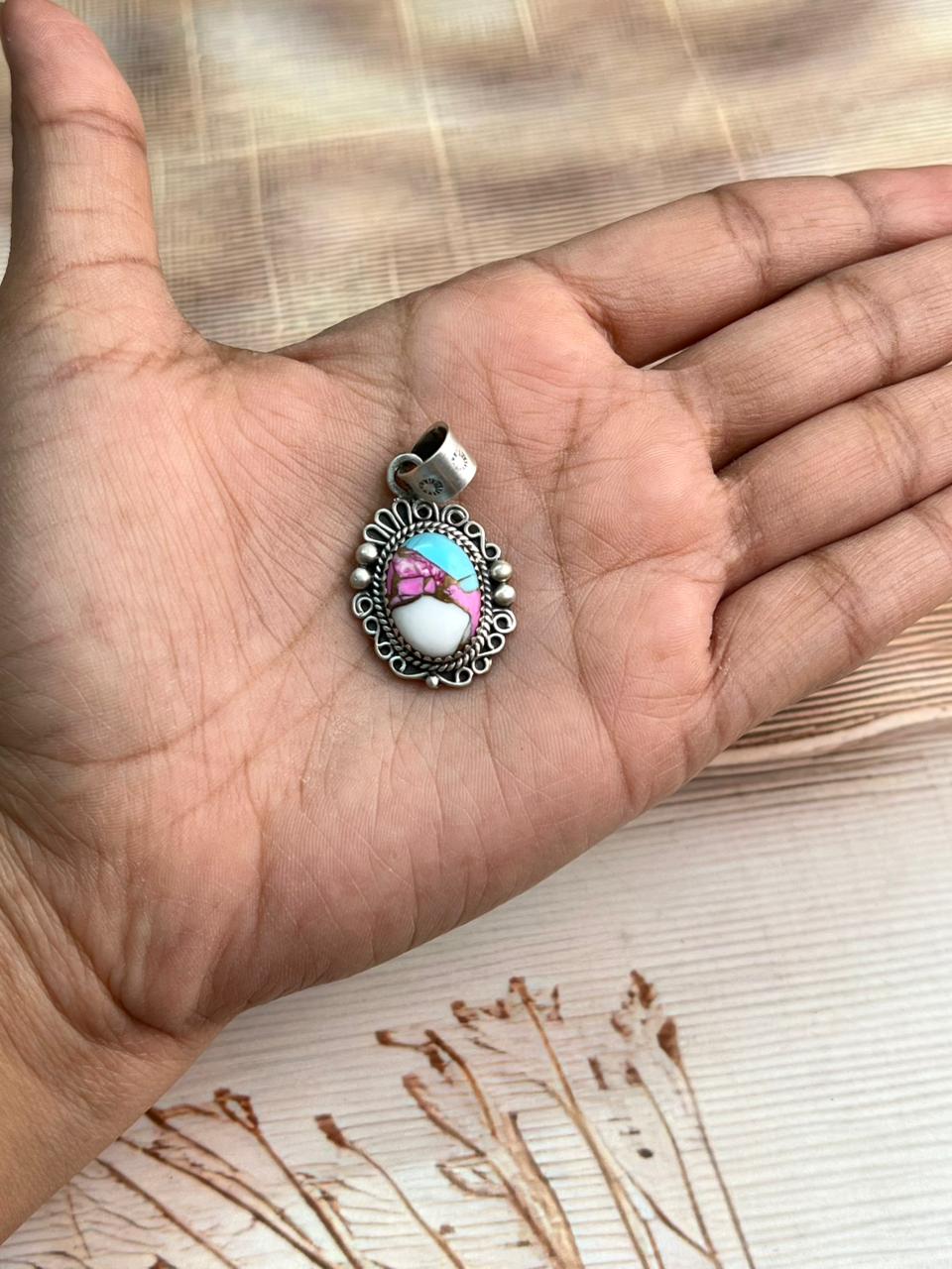 Handmade Sterling Silver Cotton Candy Pendant "Signed Nizhoni"