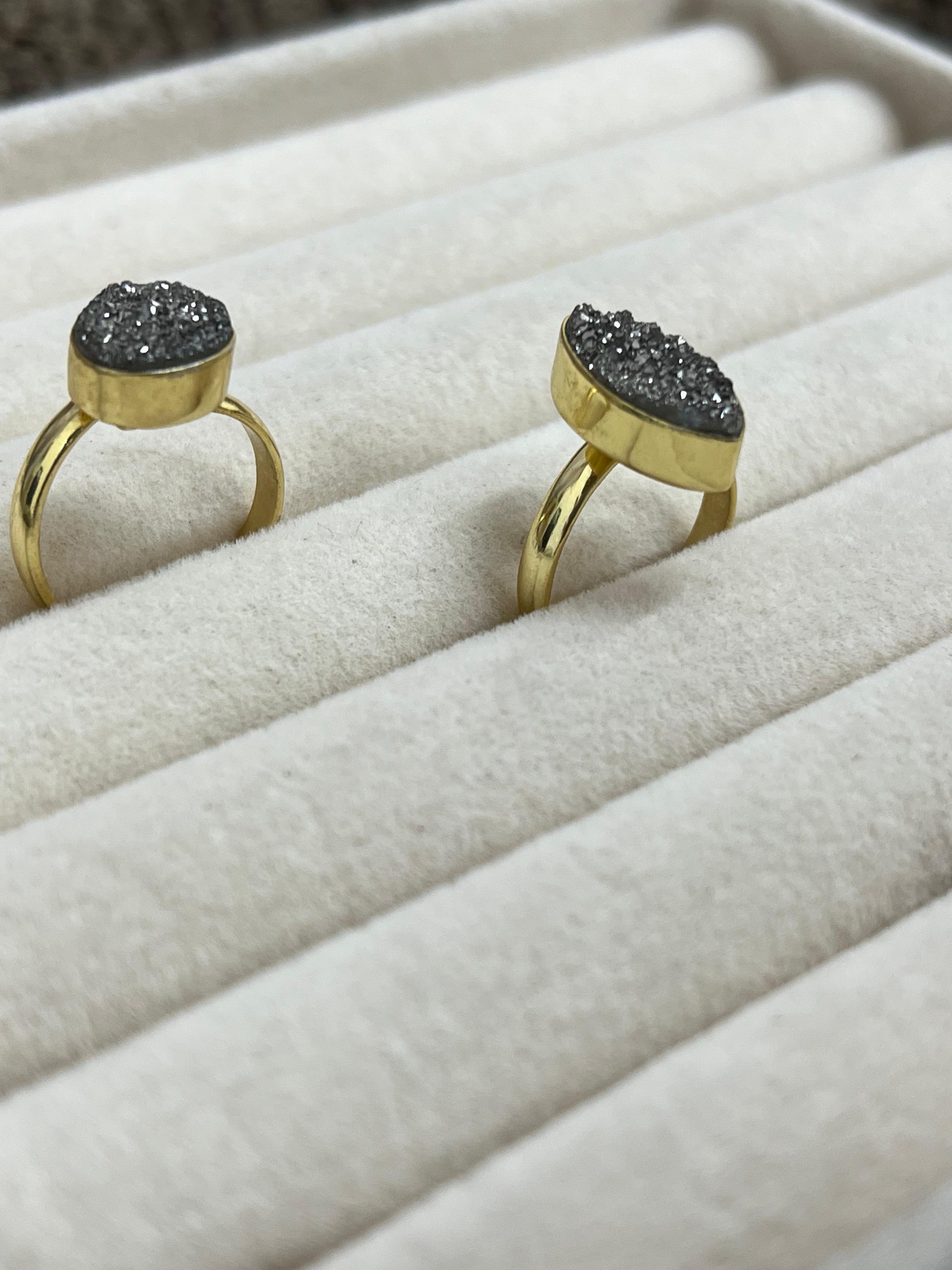 “The Boho Collection” Handmade Natural Druzy Adjustable Ring 2 Styles