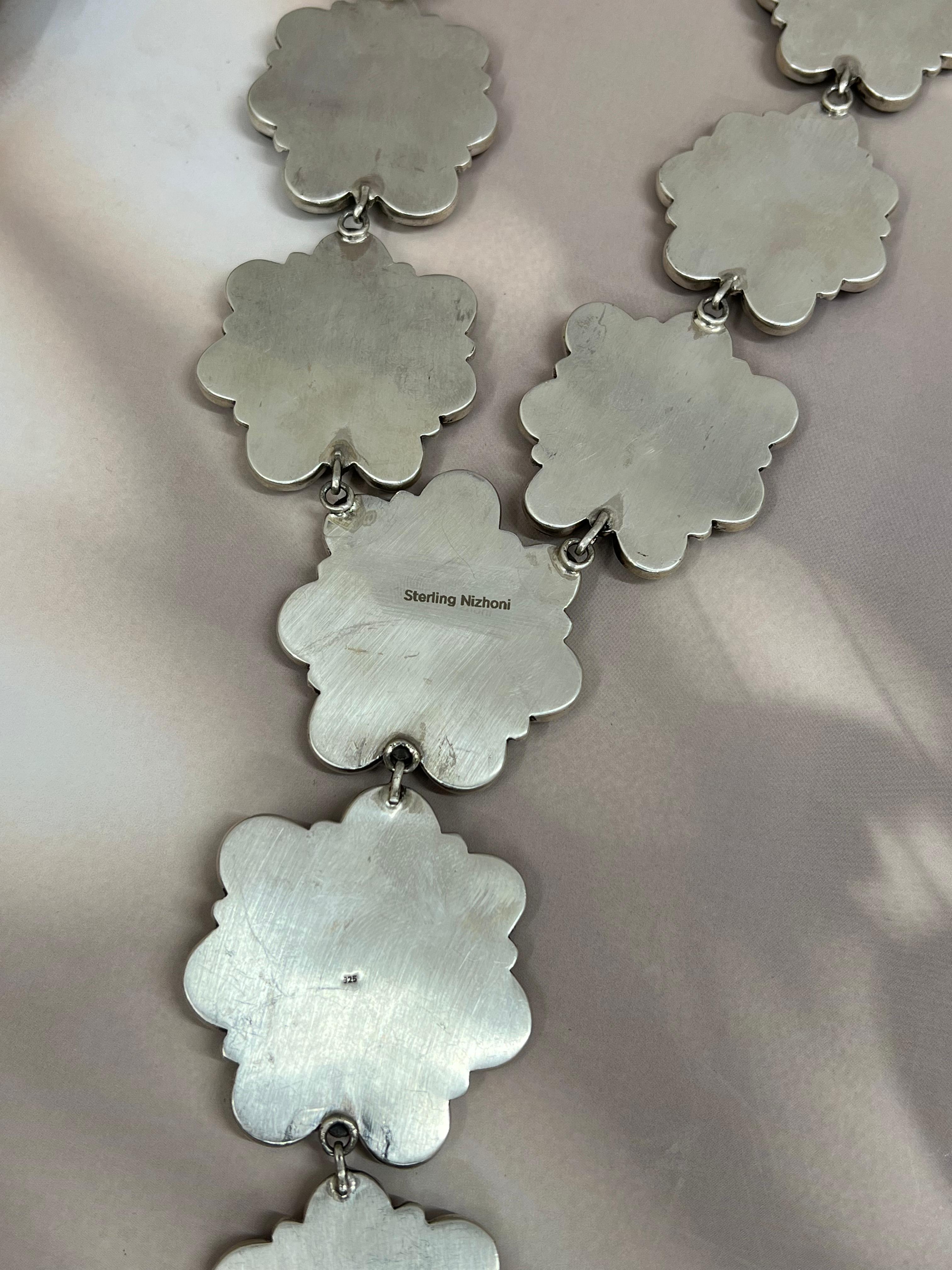 Handmade Sterling Silver Black Jack Necklace with Signed Nizhoni