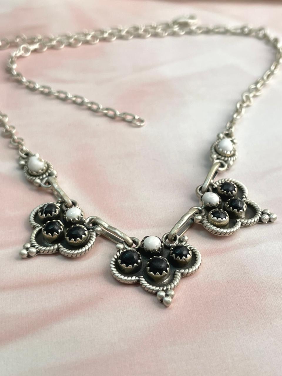 Handmade Sterling Silver White Buffalo Necklace "Signed Nizhoni"