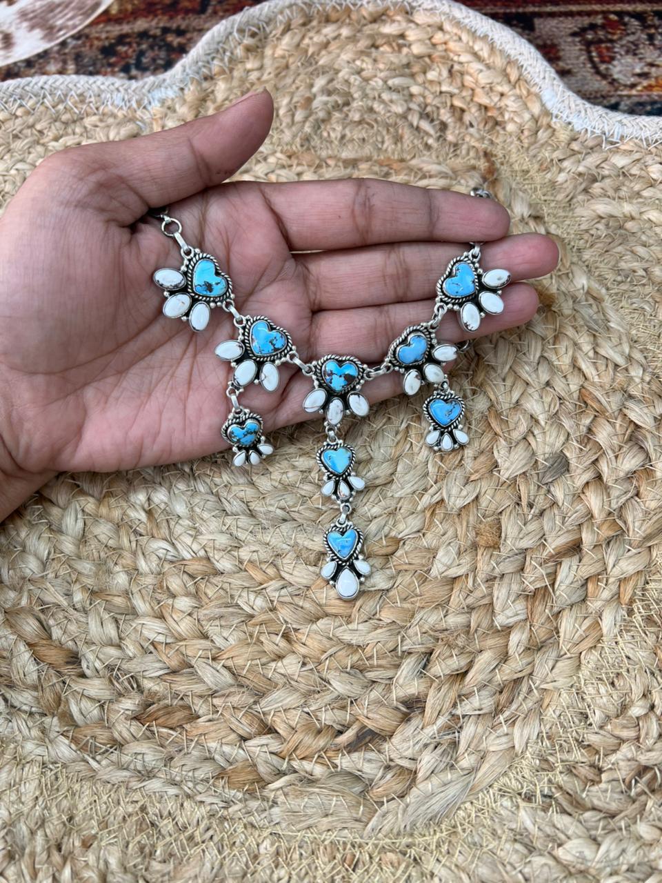 Handmade Sterling Silver Golden Hills with White Collection Choker Necklace "Signed Nizhoni"