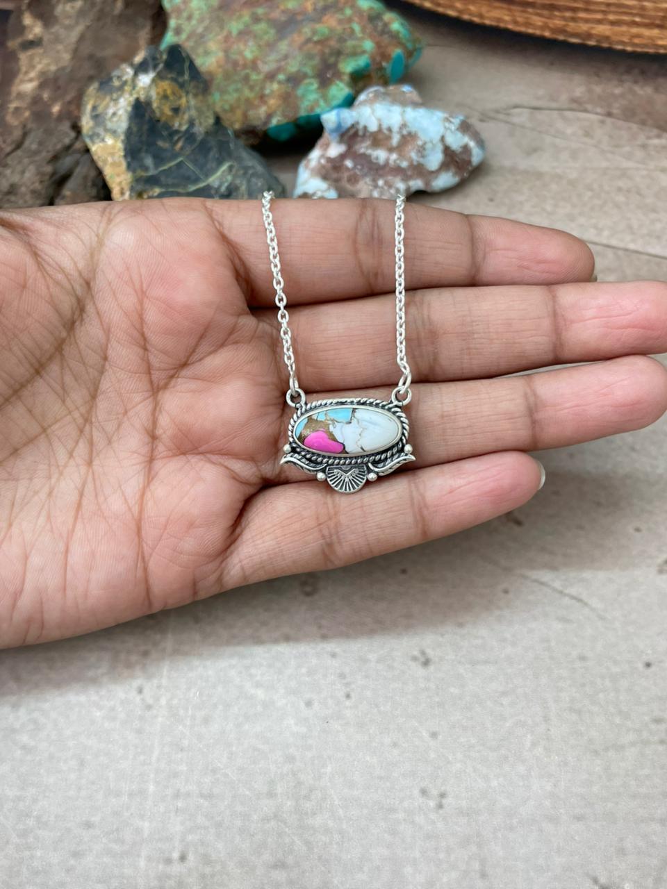 Handmade Sterling Silver Cotton Candy Necklace "Signed Nizhoni"