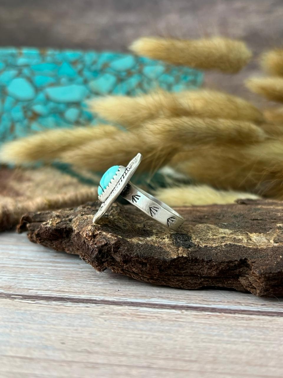 Handmade Sterling Silver Mint Dahlia Collection: Adjustable Heart Ring "Signed Nizhoni"