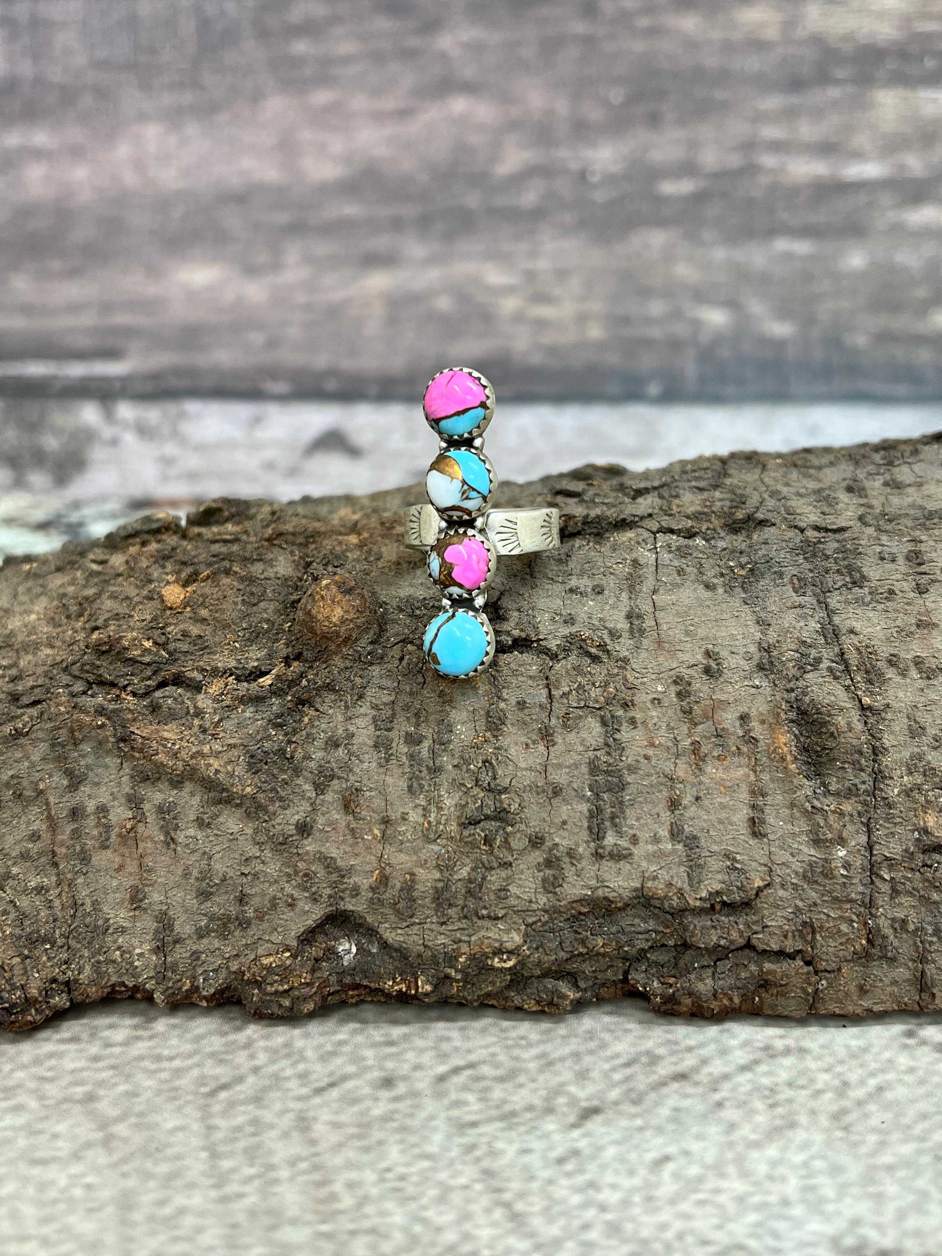 Handmade Sterling Silver Cotton Candy Adjustable Ring Signed Nizhoni (7)