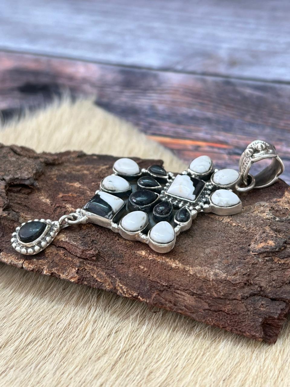 Handmade Sterling Silver White Buffalo Pendant "Signed Nizhoni"