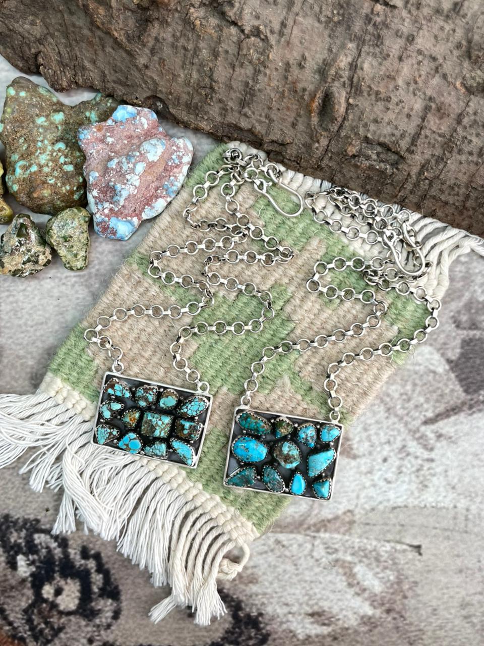 Handmade Sterling Silver Blue Bird Turquoise, Number 8 Turquoise Necklace "Signed Nizhoni"