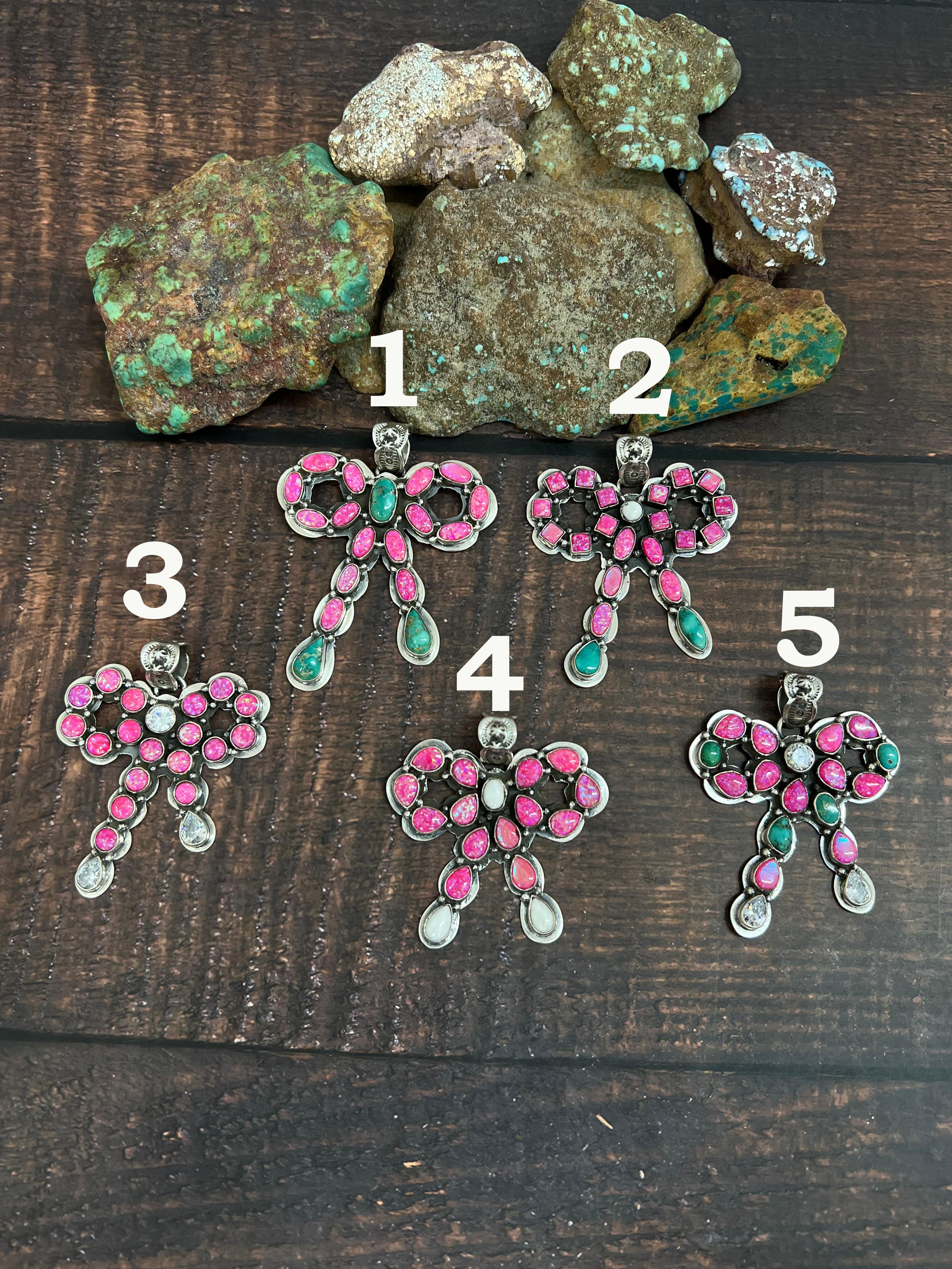 **Christmas Collection** Handmade Sterling Silver Multi Stones Pendant, Signed Nizhoni