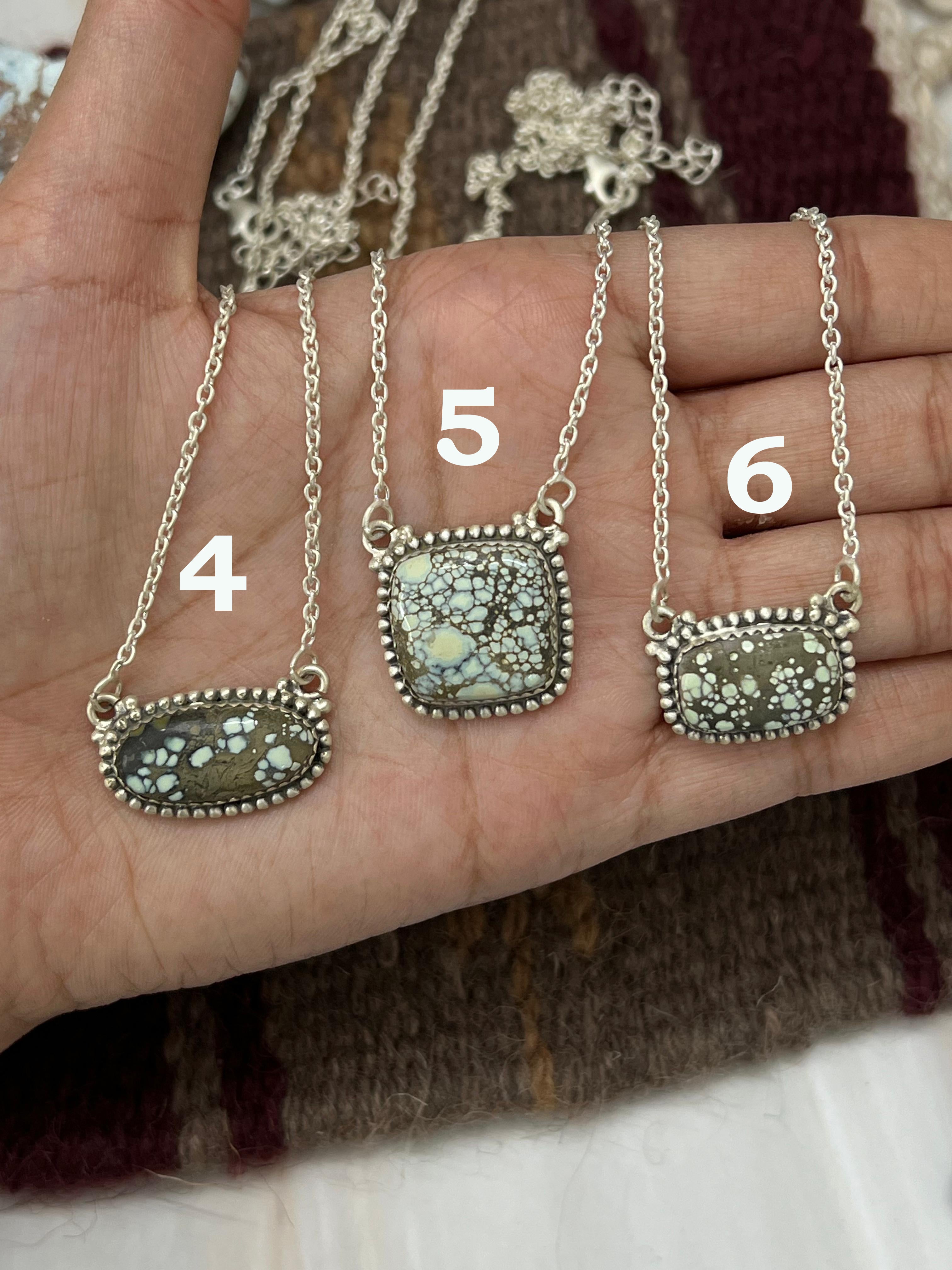 Handmade Sterling Silver Star Fox Variscite Necklace with Signed Nizhoni