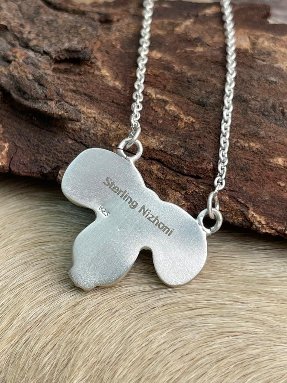 Handmade Sterling Silver Sonoran Mountain Turquoise Necklace "Signed Nizhoni"