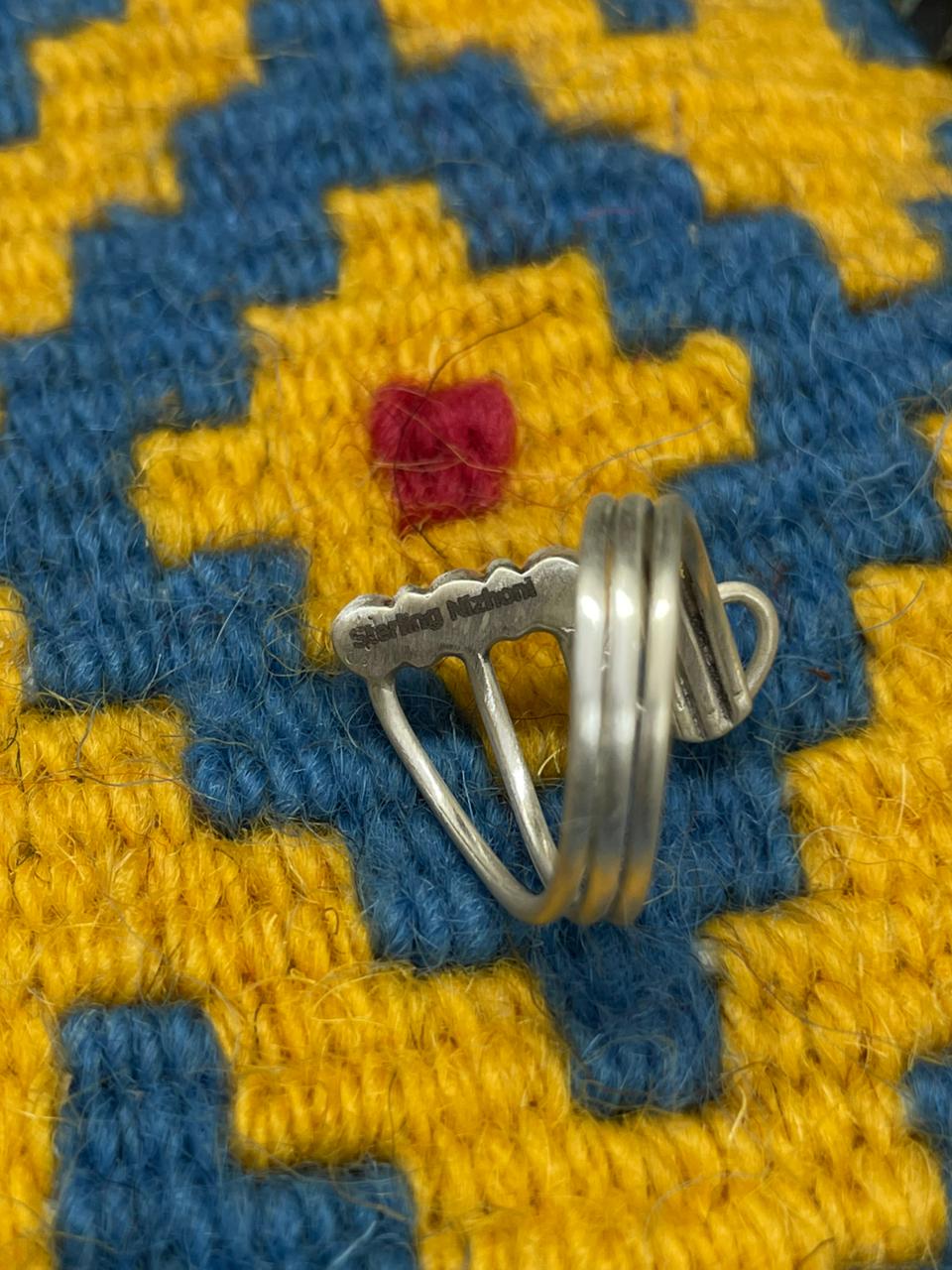 Handmade Sterling Silver Kingman Turquoise Adjustable Ring " Signed Nizhoni"