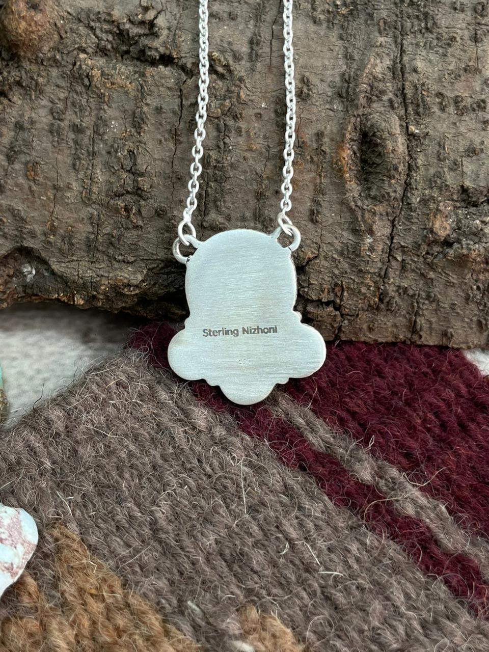 Handmade Sterling Silver Golden Hills Turquoise Necklace "Signed Nizhoni"