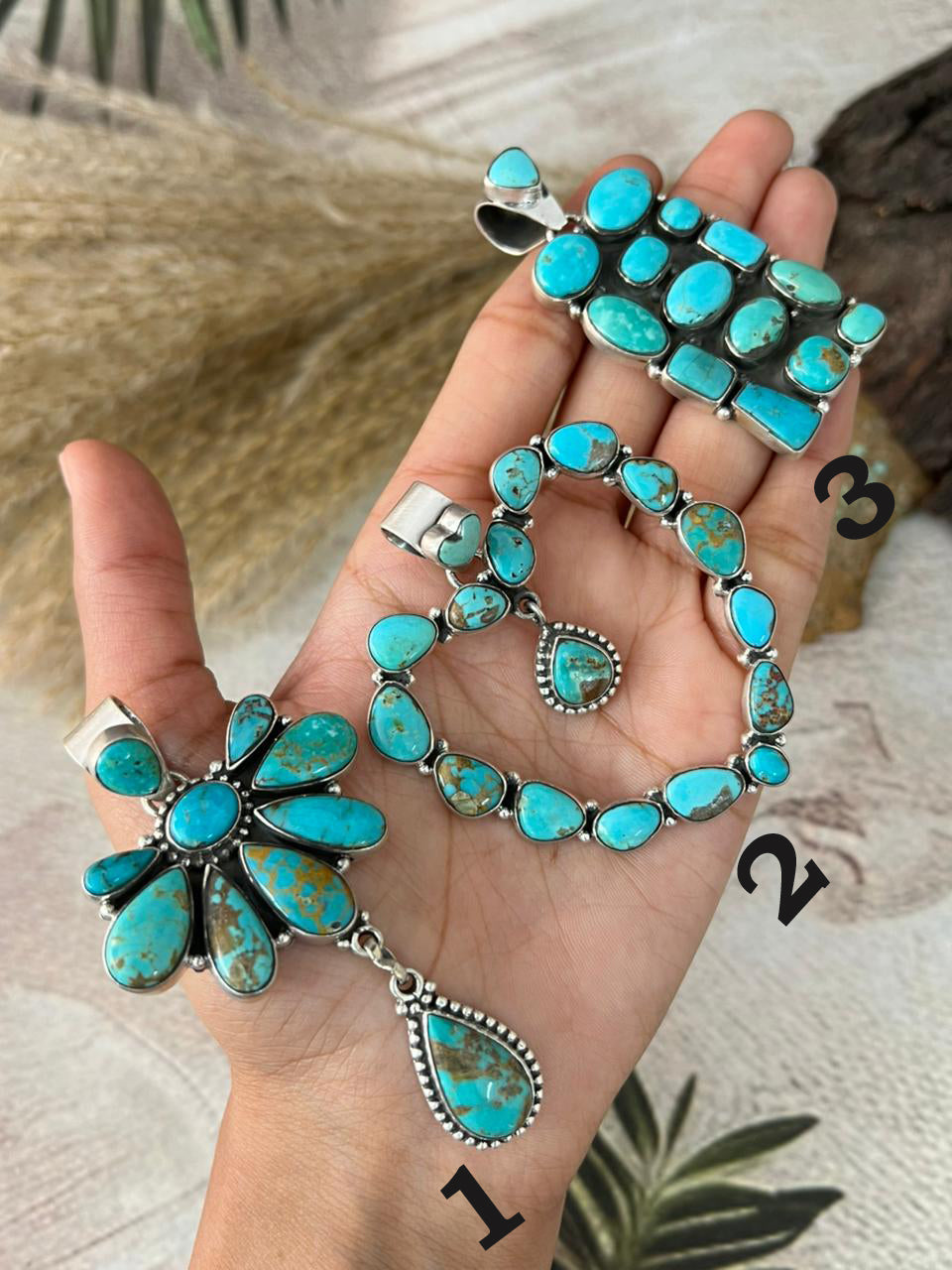 Handmade Sterling Silver Santa Maria Turquoise Pendant "Signed Nizhoni"