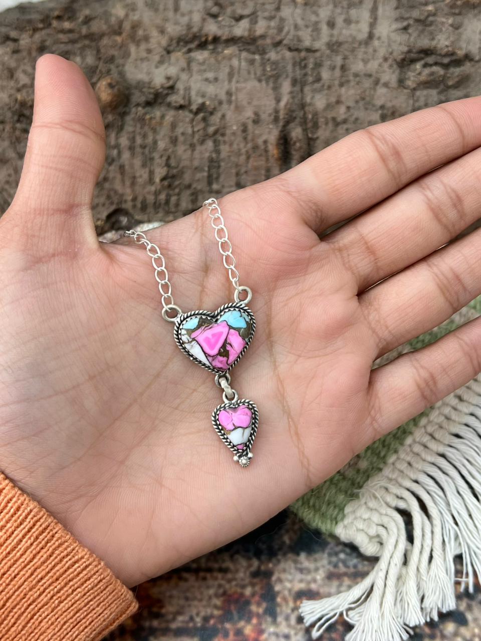 Handmade Sterling Silver Cotton Candy Necklace "Signed Nizhoni"