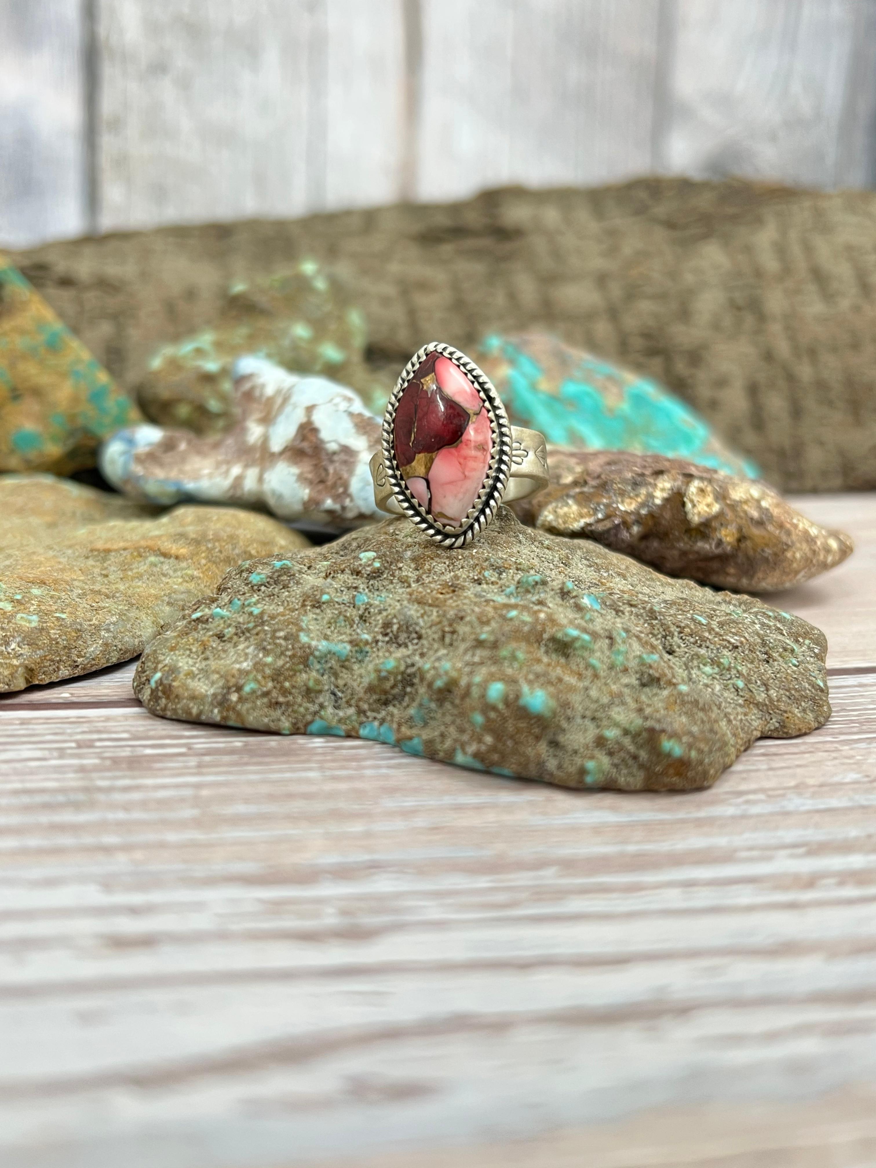 Handmade Sterling Silver Dahlia Rose Adjustable Ring with Signed Nizhoni