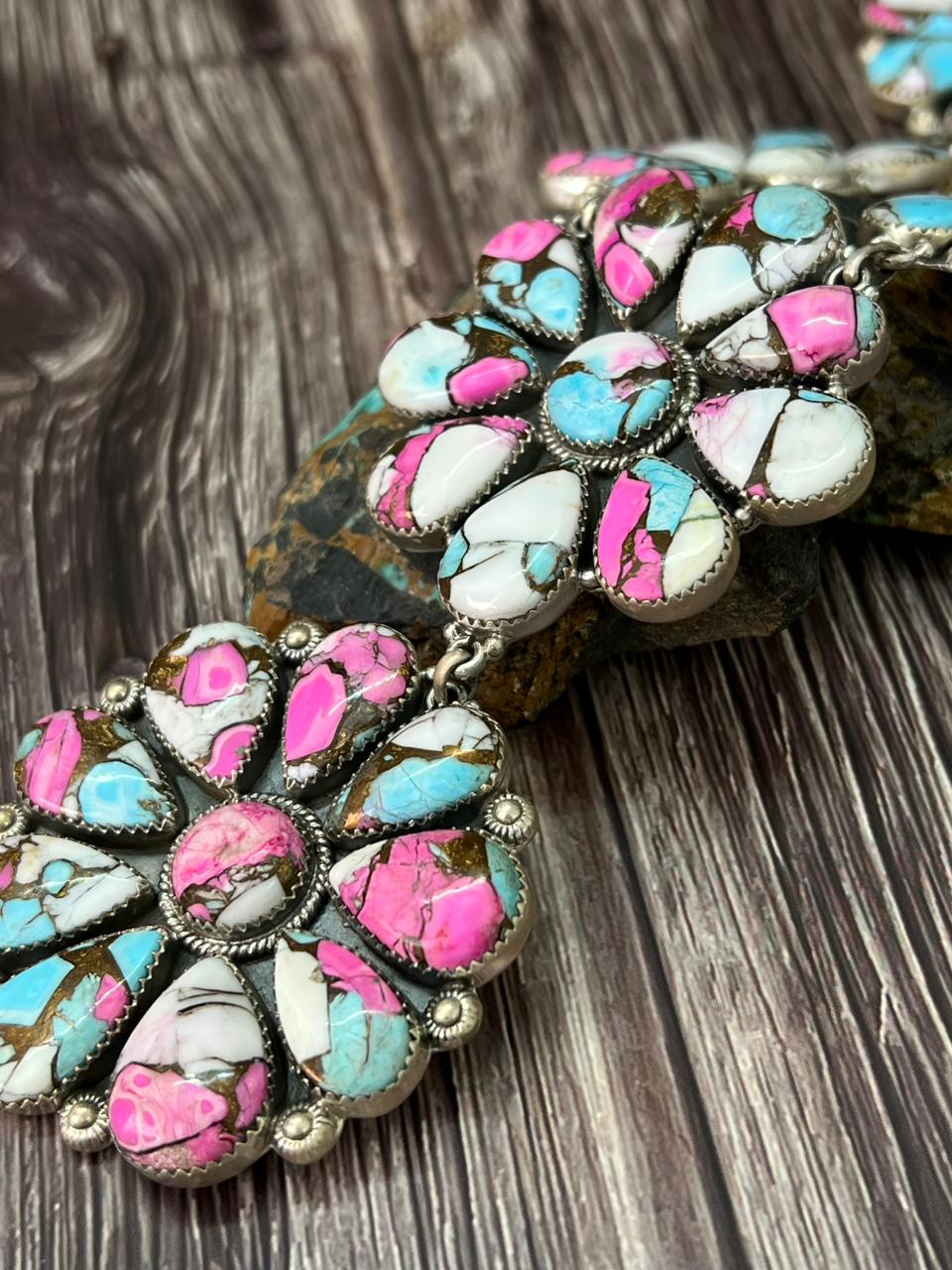 Handmade Sterling Silver Cotton Candy Necklace "Signed Nizhoni"