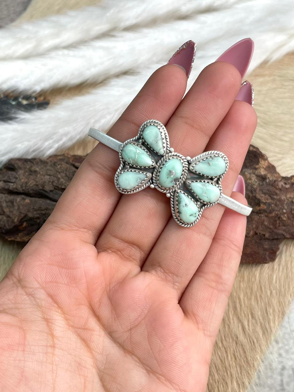 Handmade Sterling Silver Paloma Turquoise Bracelet "Signed Nizhoni"