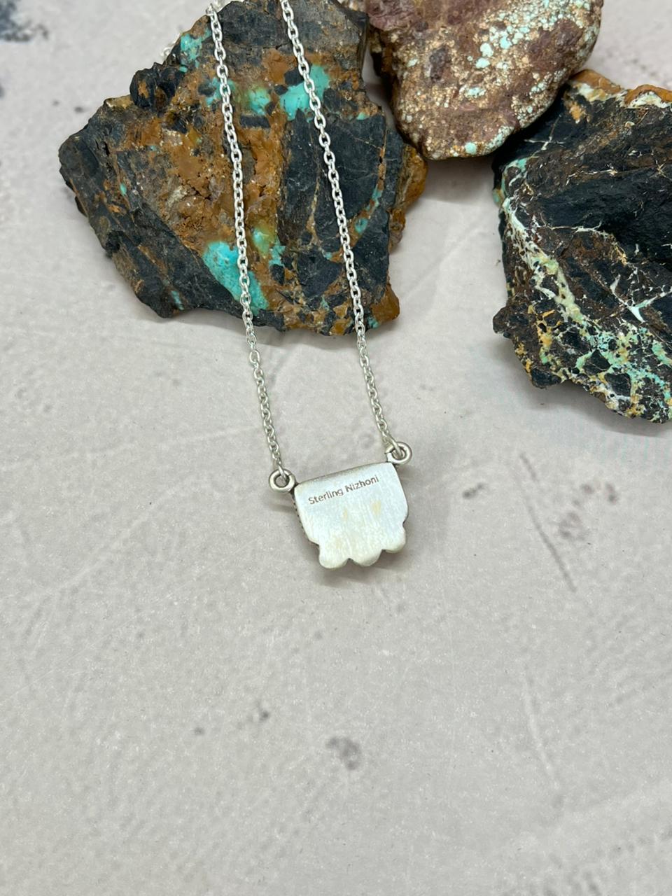 Handmade Sterling Silver Golden Hills Turquoise Necklace "Signed Nizhoni"