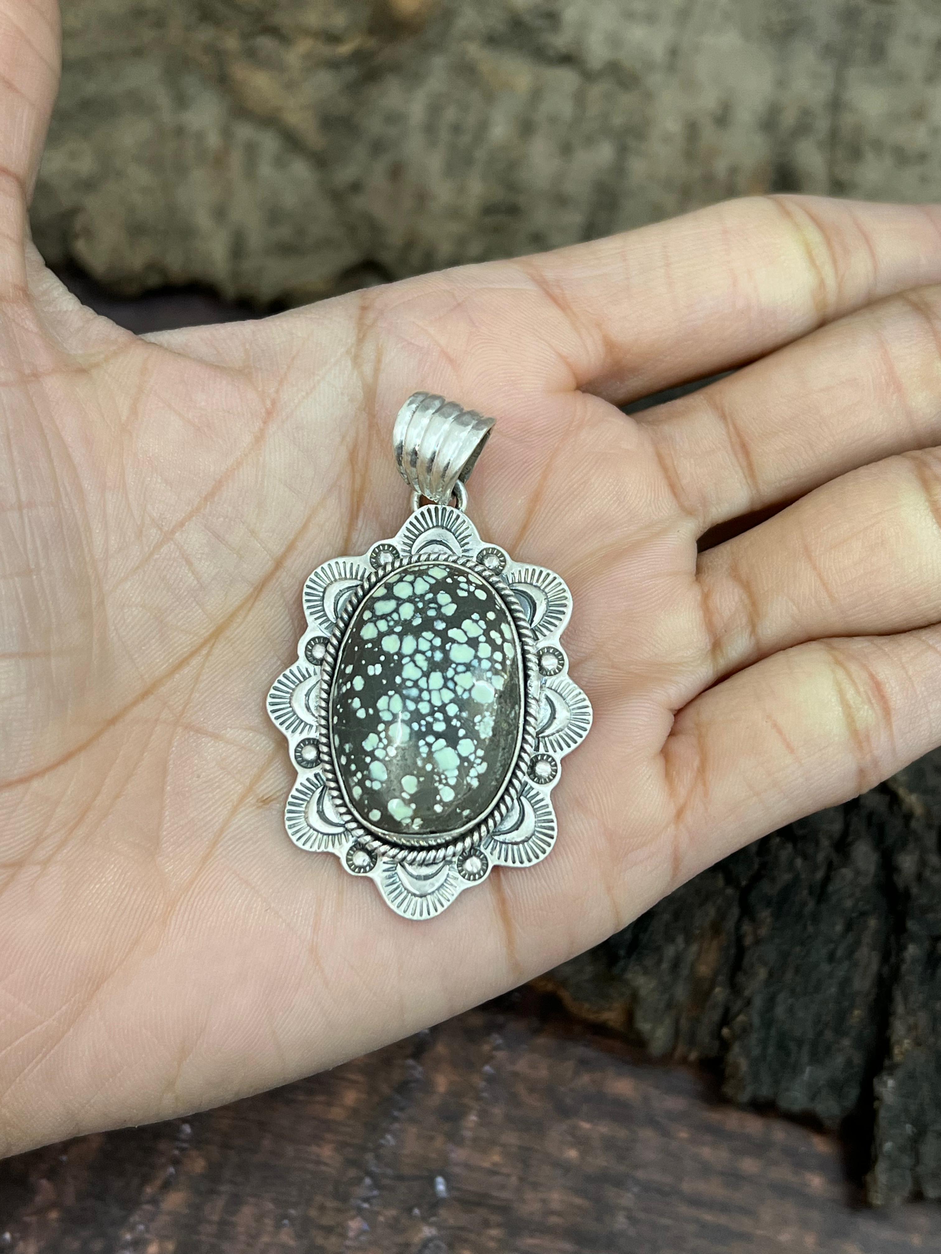 Handmade Sterling Silver Starfox Variscite Pendant Signed Nizhoni