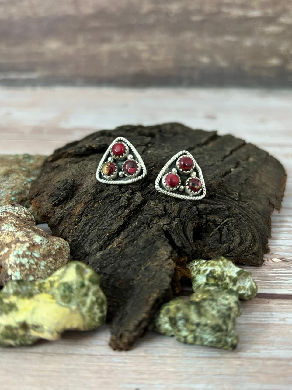 Handmade Sterling Silver Dahlia Rose Post Studs with Signed Nizhoni (9)