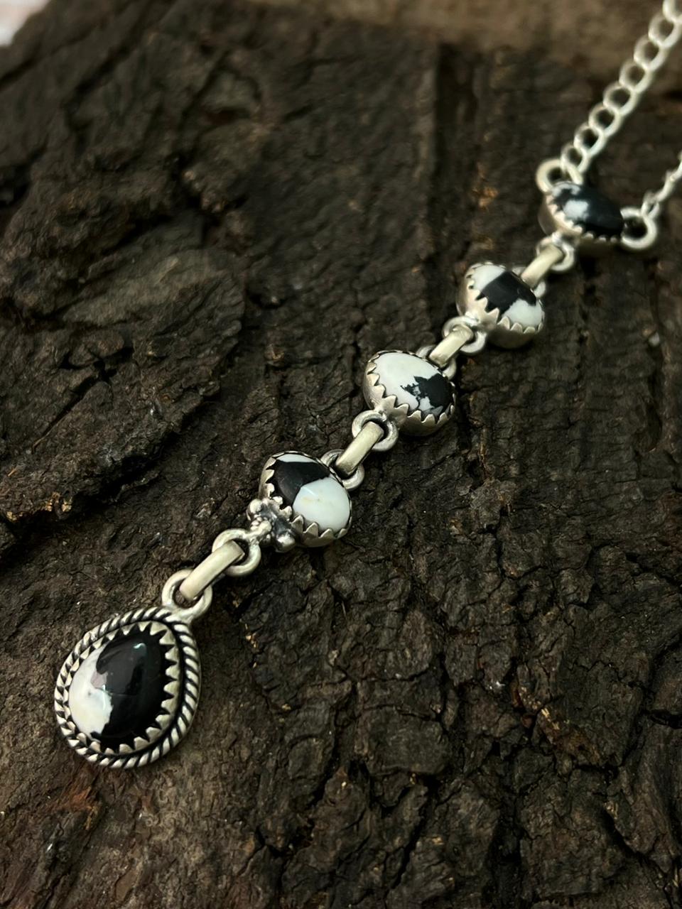 Handmade Sterling Silver White Buffalo Necklace "Signed Nizhoni"