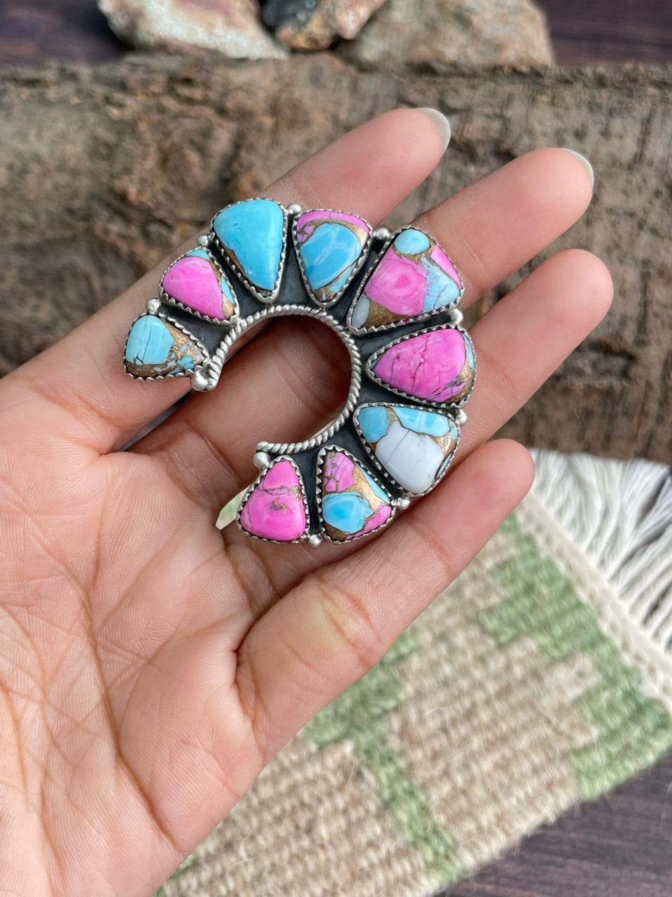 Handmade Sterling Silver Cotton Candy Naja Adjustable Ring "Signed Nizhoni"