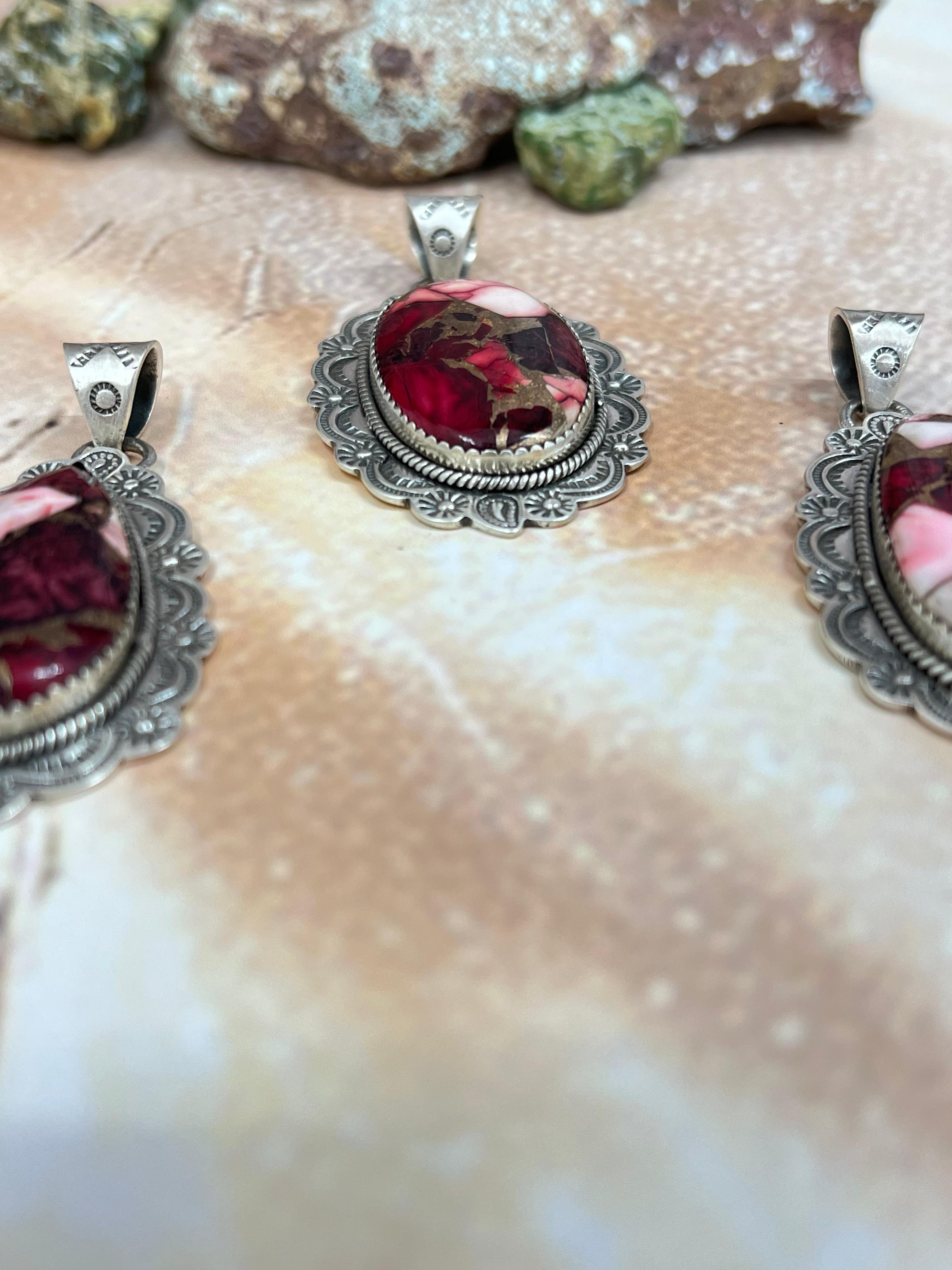 Handmade Sterling Silver Dahlia Rose Pendant with Signed Nizhoni