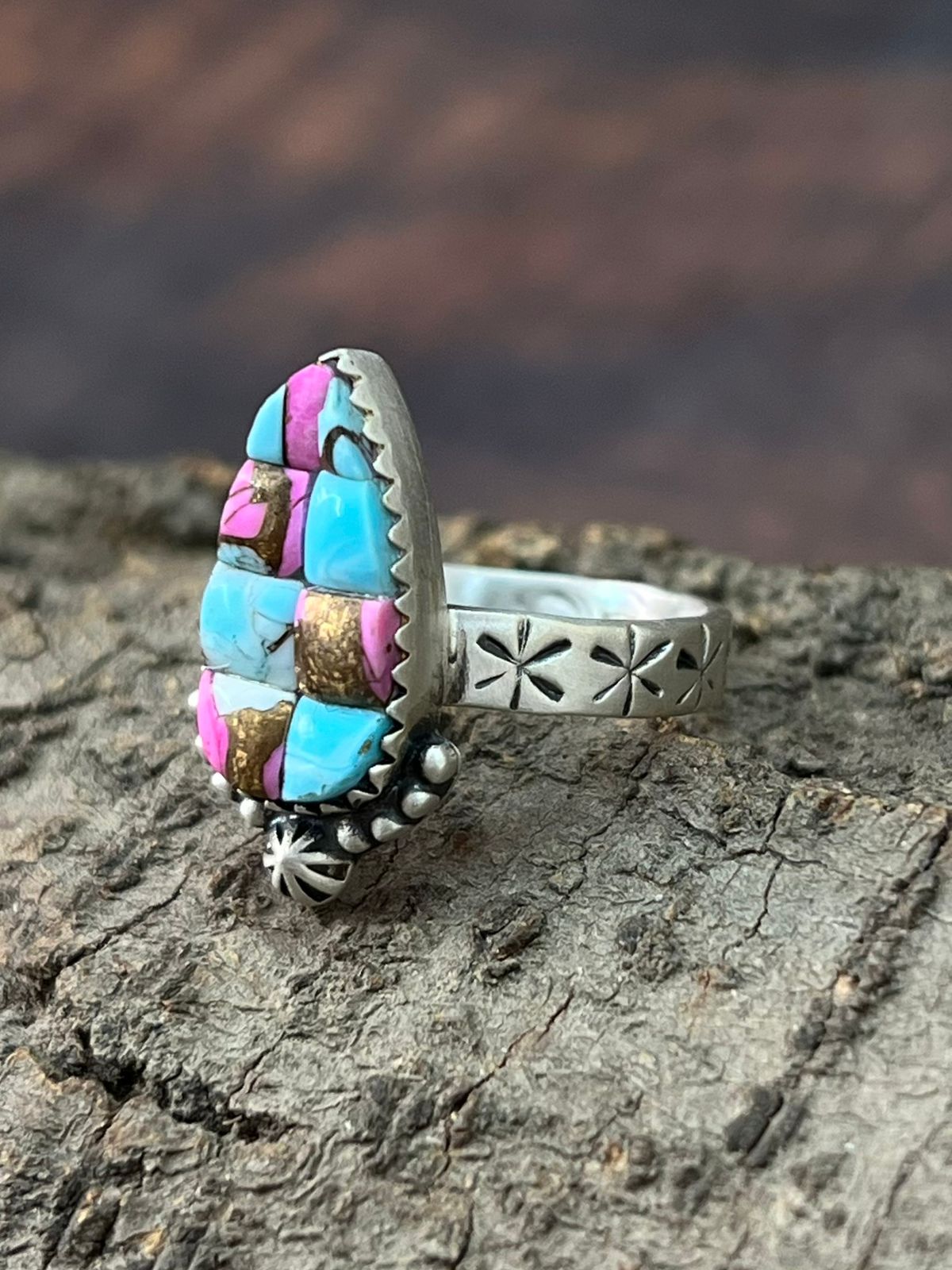 Handmade Sterling Silver Cotton Candy Adjustable Ring "Signed Nizhoni" deal of the day
