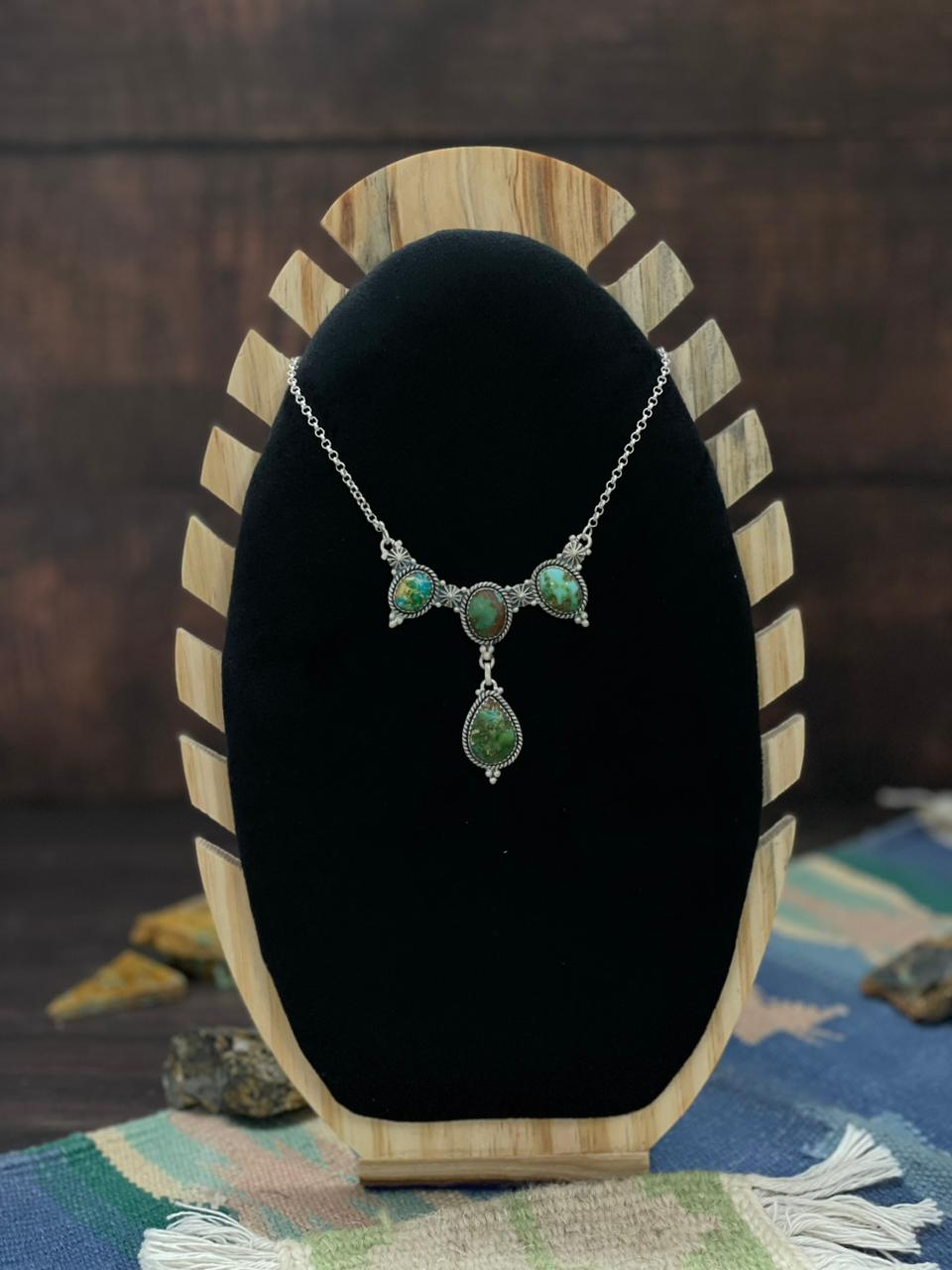 Handmade Sterling Silver Sonoran Mountain Turquoise Necklace "Signed Nizhoni"