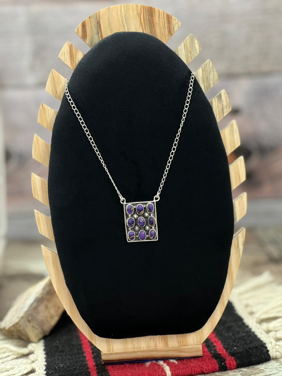 Handmade Sterling Silver Grape Dahlia Necklace "Signed Nizhoni"