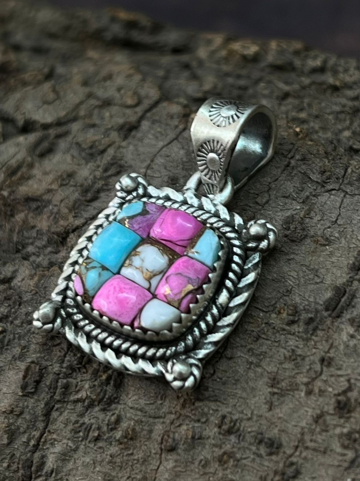 Handmade Sterling Silver Cotton Candy Pendant "Signed Nizhoni"