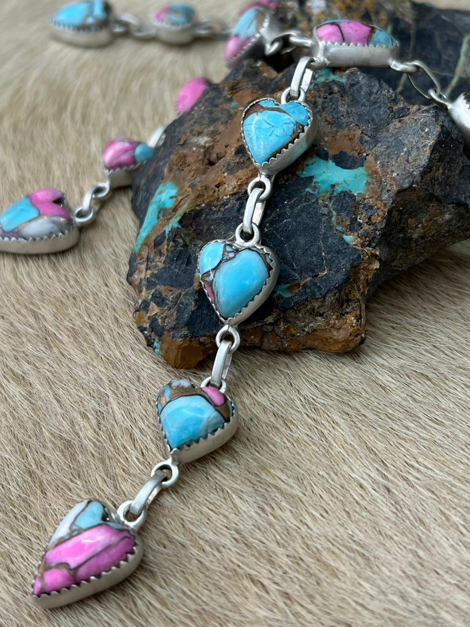 Handmade Sterling Silver Cotton Candy Necklace "Signed Nizhoni"