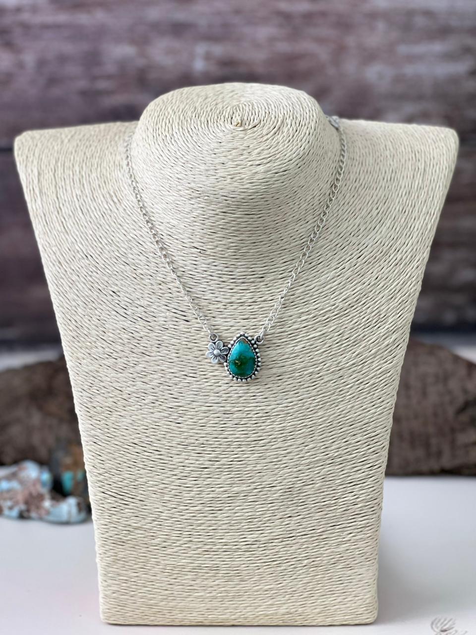 Handmade Sterling Silver Sonoran Mountain Turquoise Necklace "Signed Nizhoni" (4)