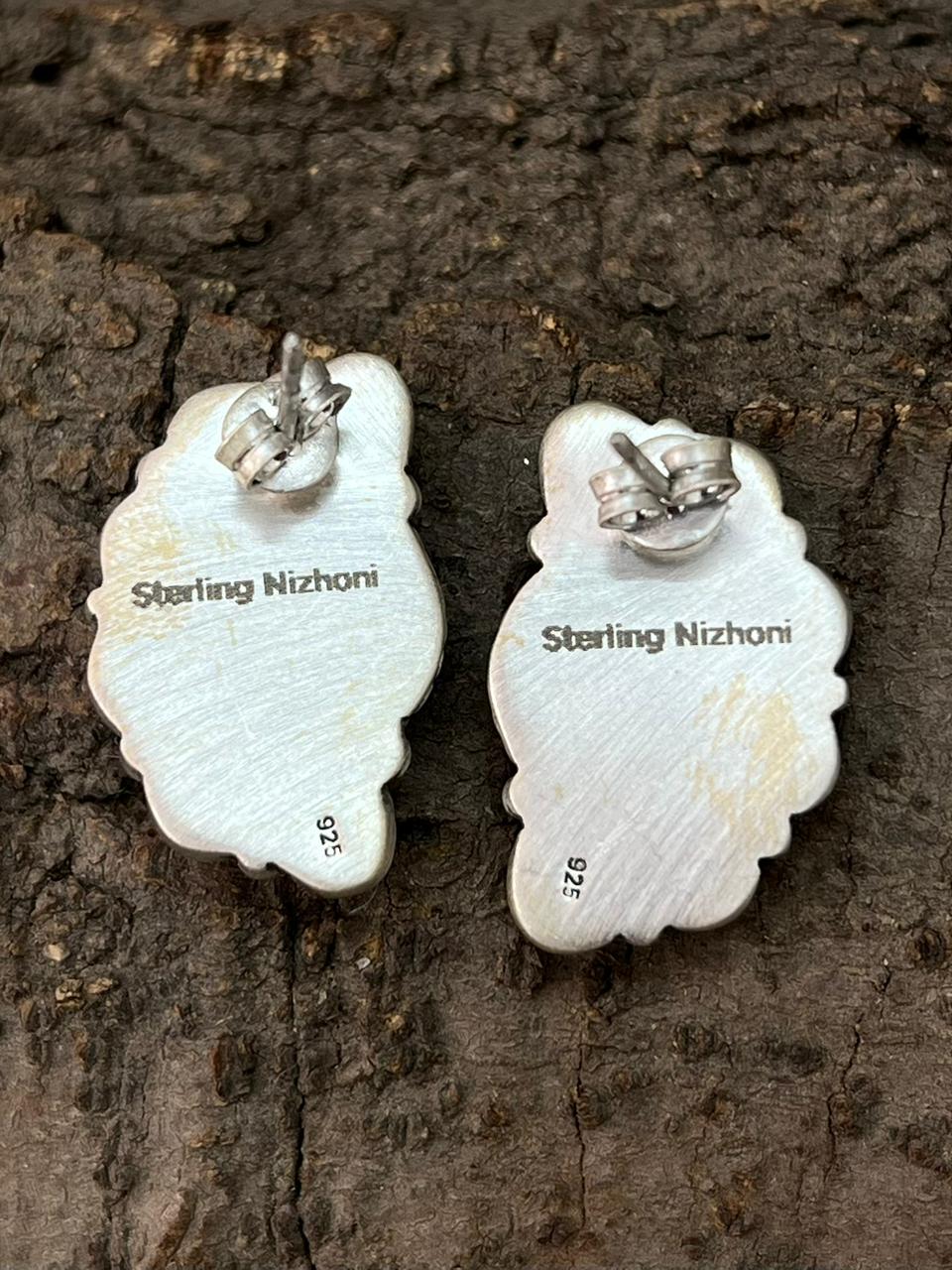 Handmade Sterling Silver Hot Pink Post Studs Earrings "Signed Nizhoni"