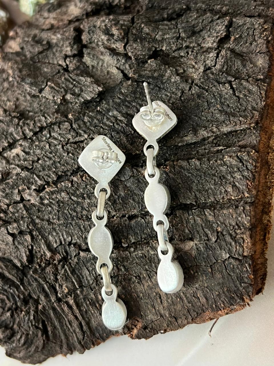 Handmade Sterling Silver Cotton Candy Post Dangle Earrings "Signed Nizhoni"