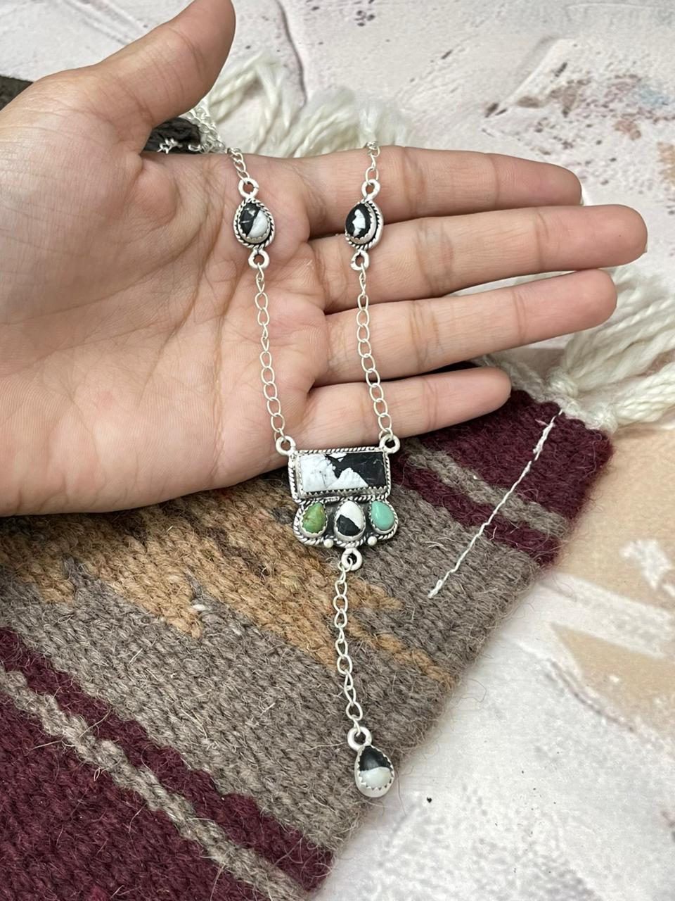 Handmade Sterling Silver Multistone Necklace "Signed Nizhoni"