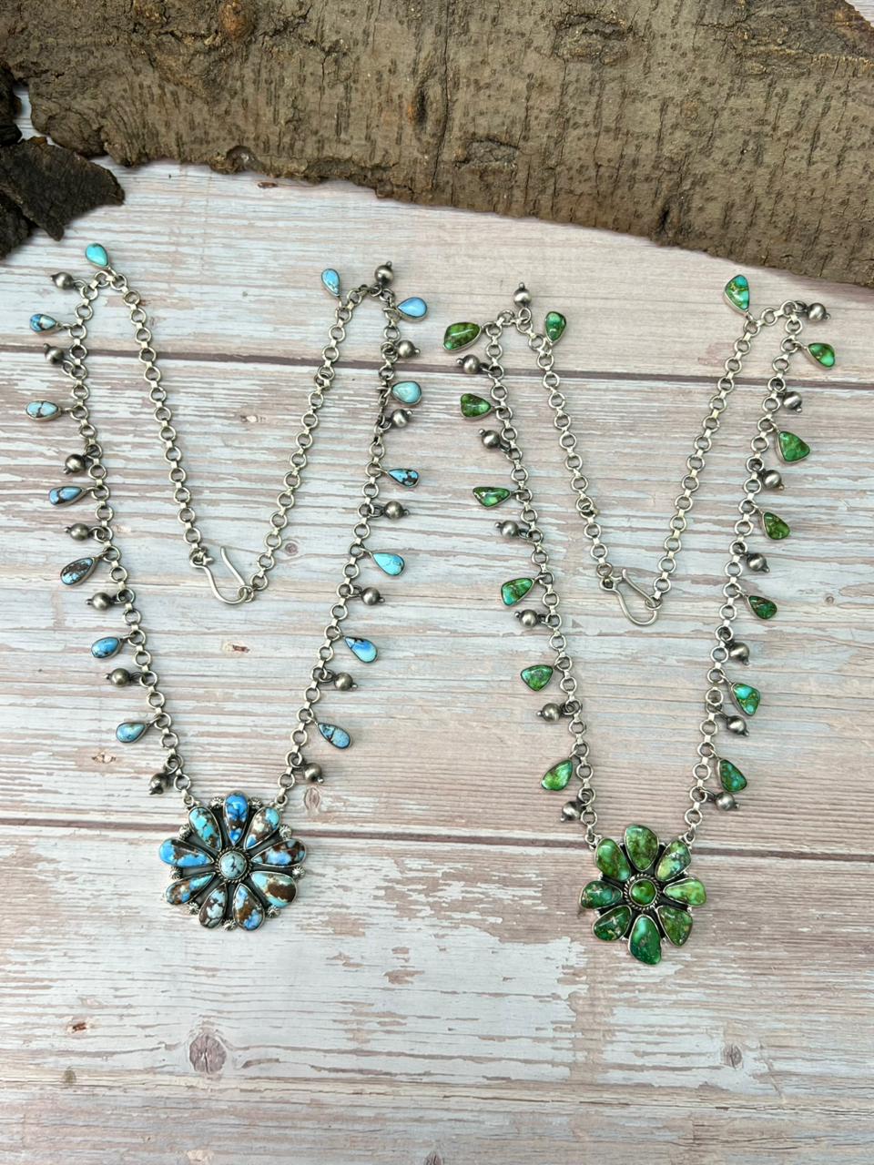 Handmade Sterling Silver Sonoran and Golden Hills Necklace "Signed Nizhoni"