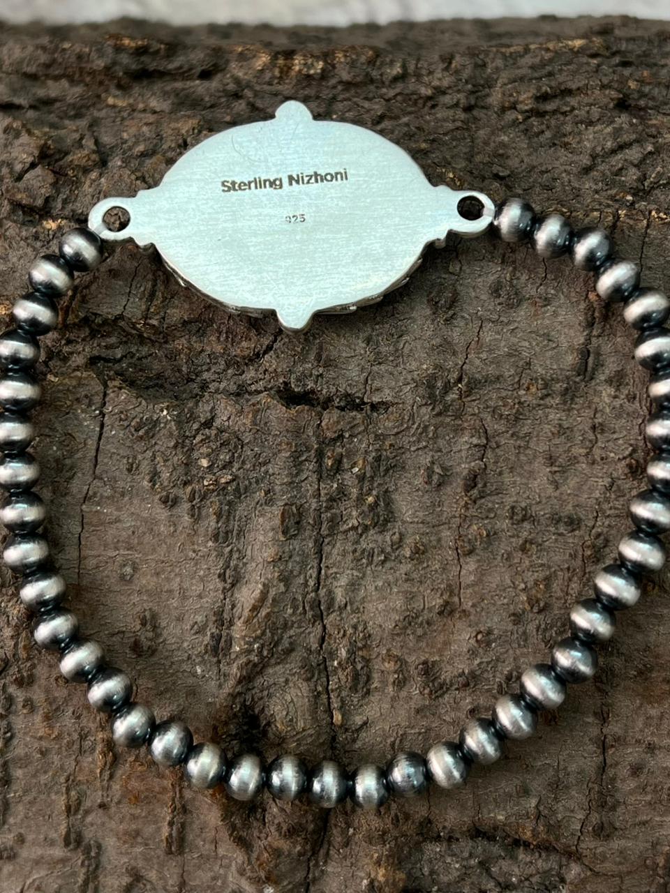 Handmade Sterling Silver Beaded Cotton Candy Bracelet "Signed Nizhoni"