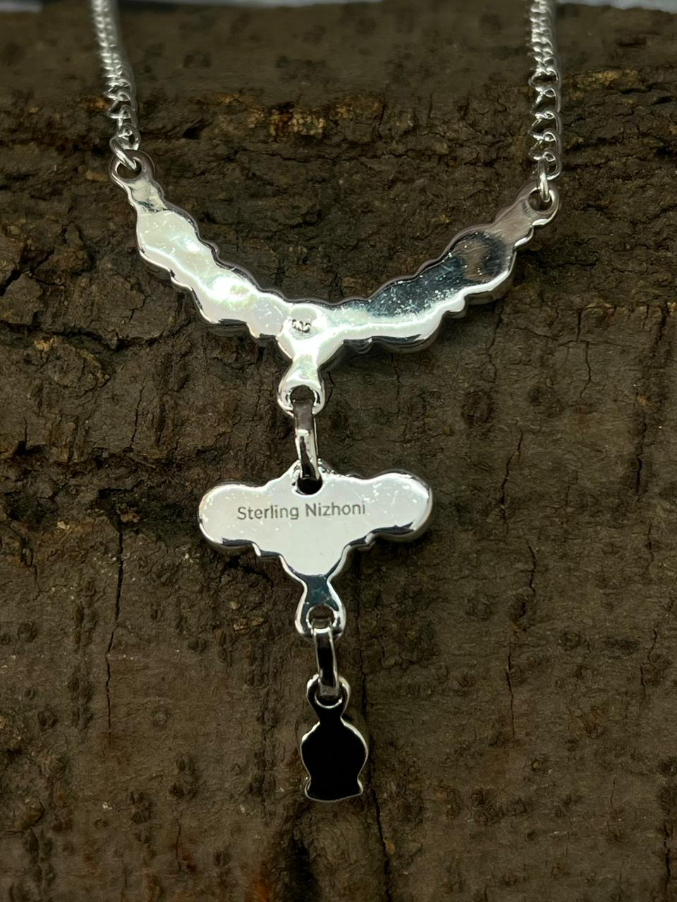 Handmade Sterling Silver Kingman Turquoise Necklace "Signed Nizhoni"