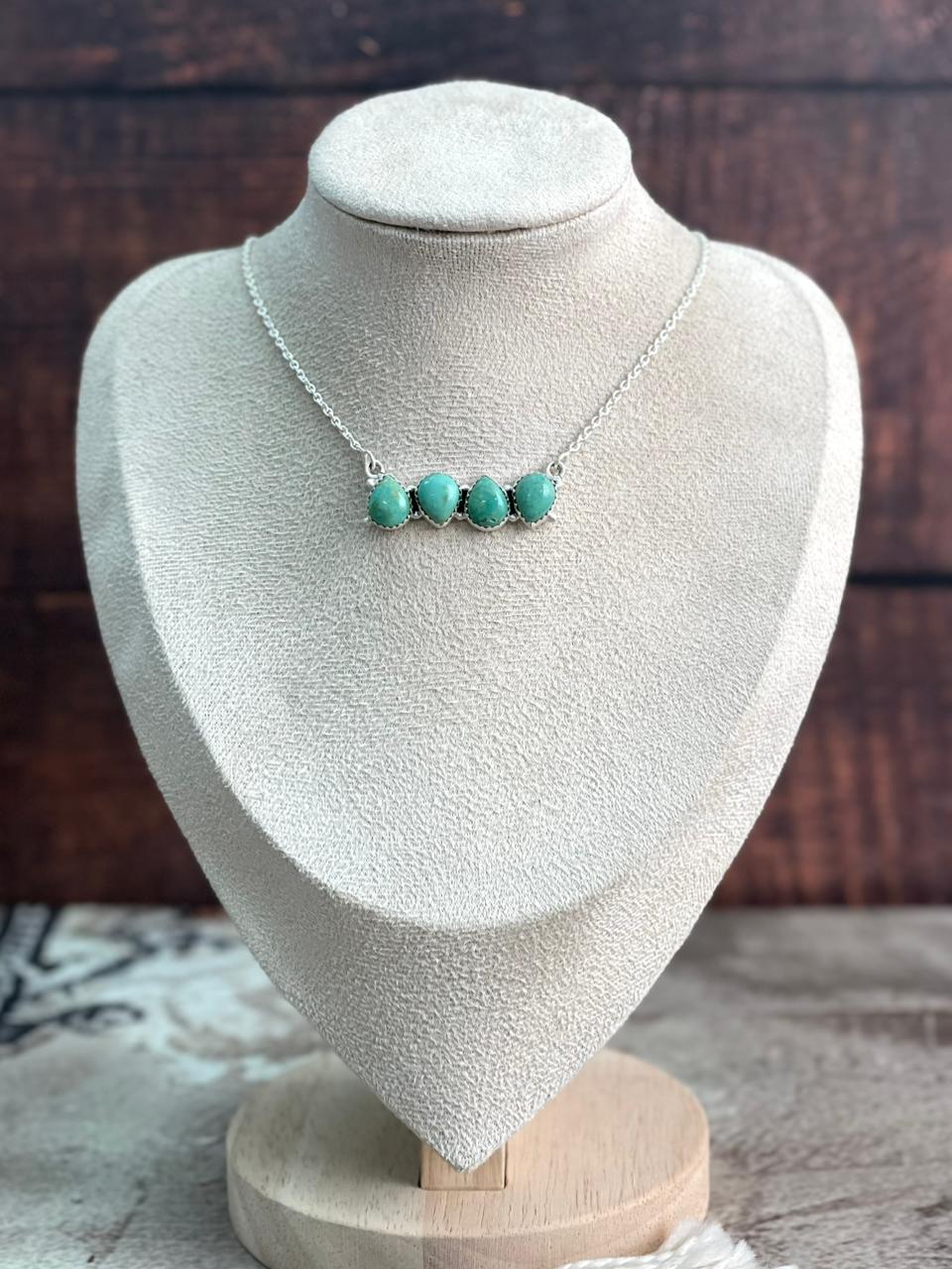 Handmade Sterling Silver Old stock Royston Turquoise Necklace "Signed Nizhoni"