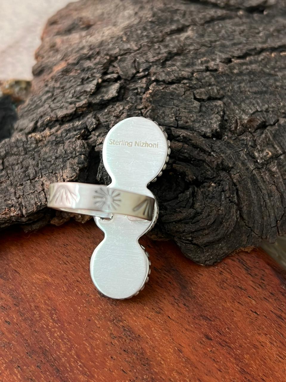 Handmade Sterling Silver Sierra Bella with Palomino Turquoise Collection: Adjustable Ring "Signed Nizhoni"