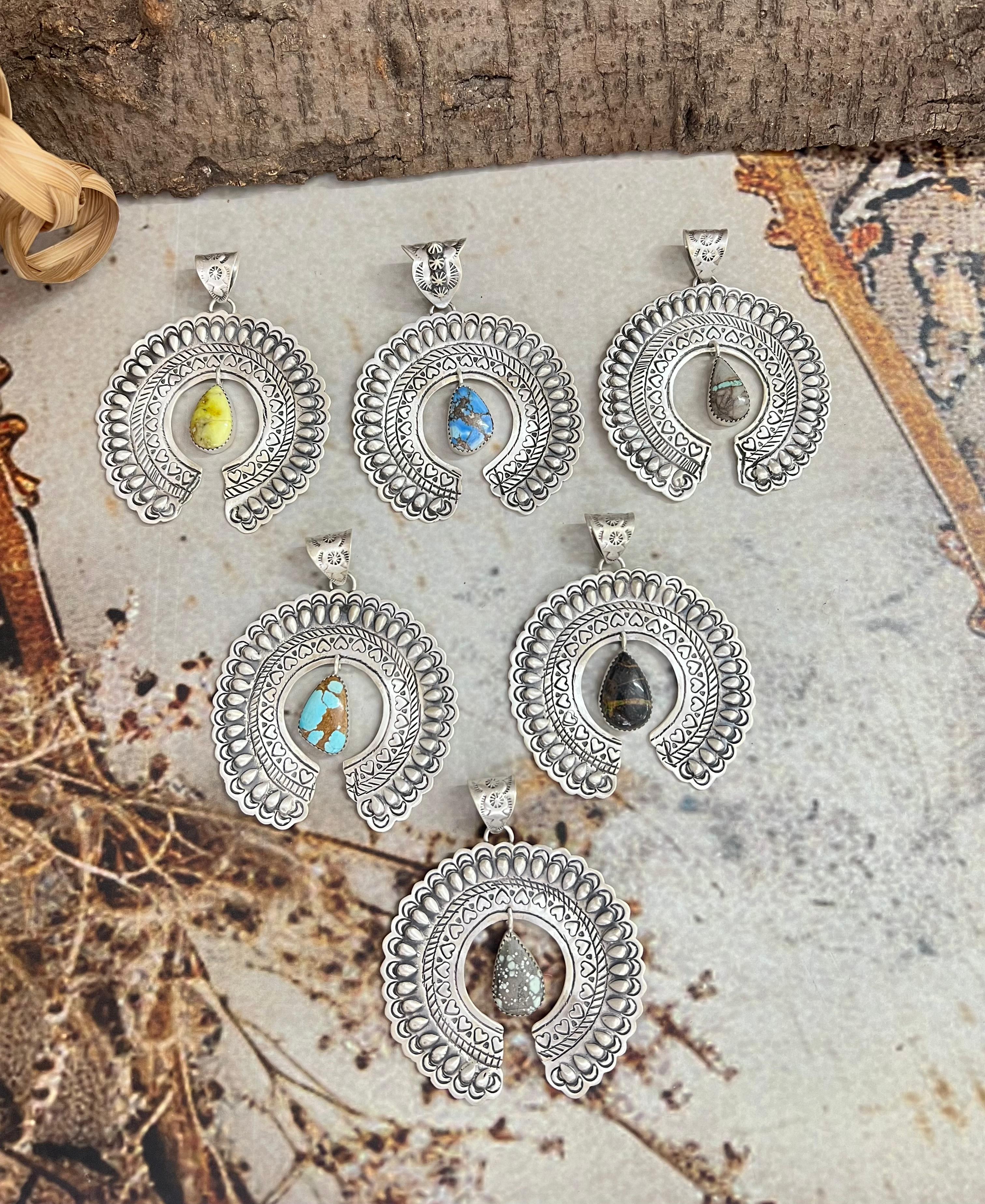 Handmade Sterling Silver Multi Stone Pendant with Signed Nizhoni