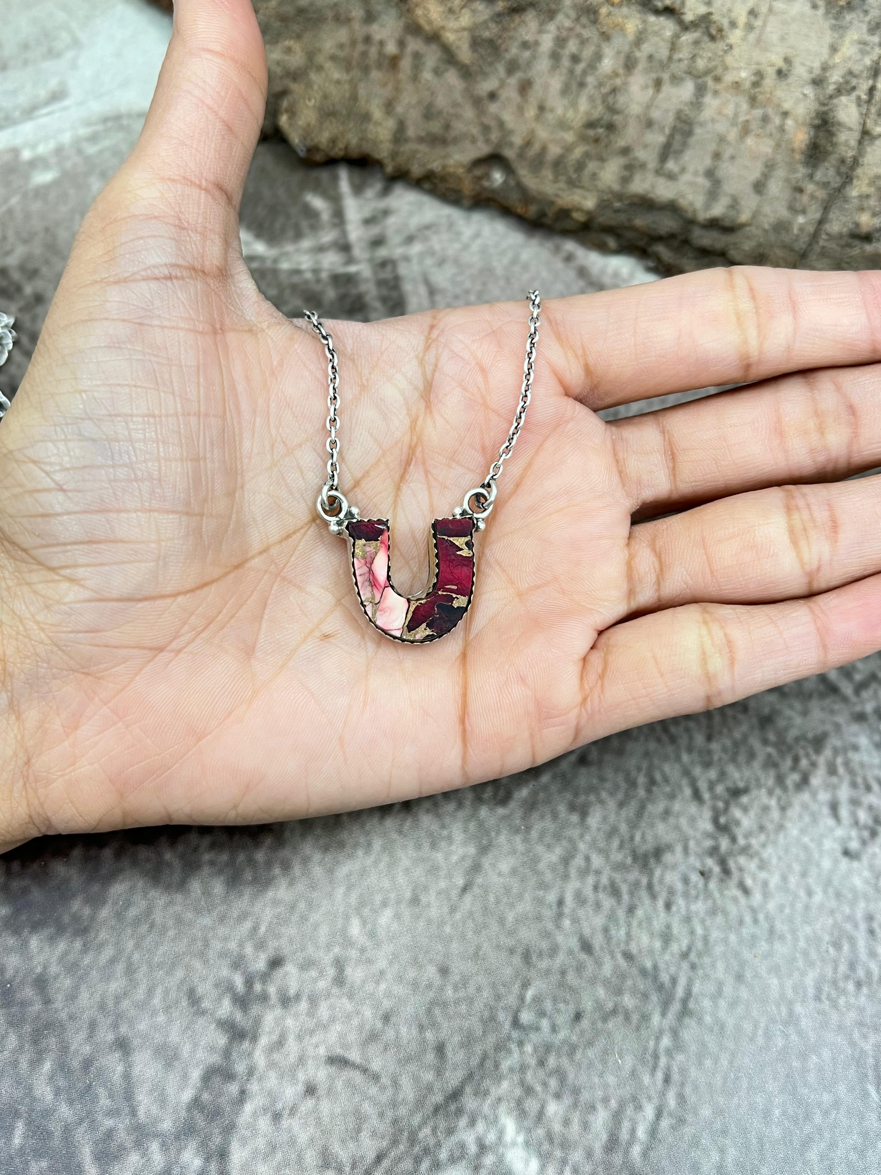 Handmade Sterling Silver Dahlia Rose Necklace with Signed Nizhoni